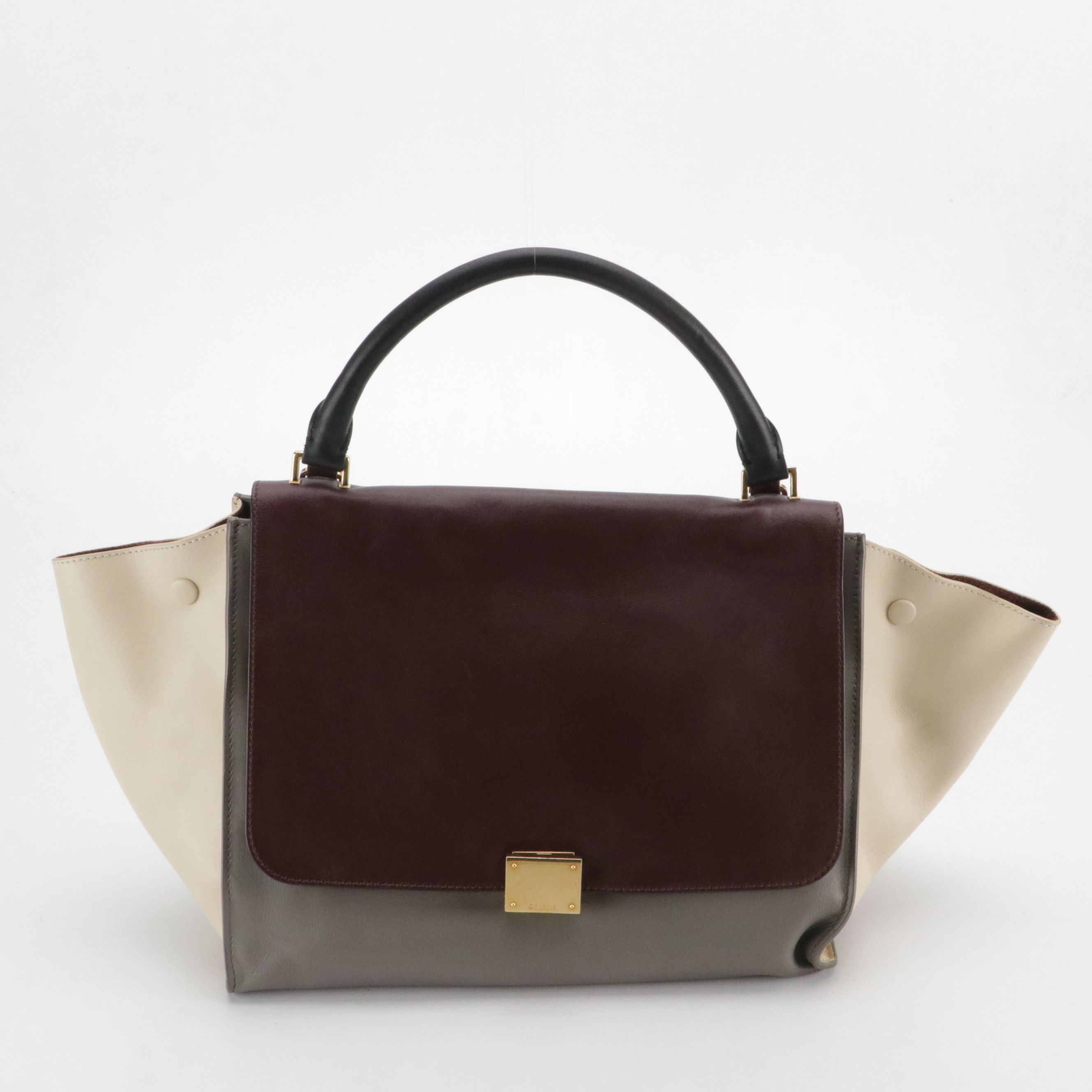 Celine Medium Trapeze Bag in Tricolor Smooth Calfskin Leather