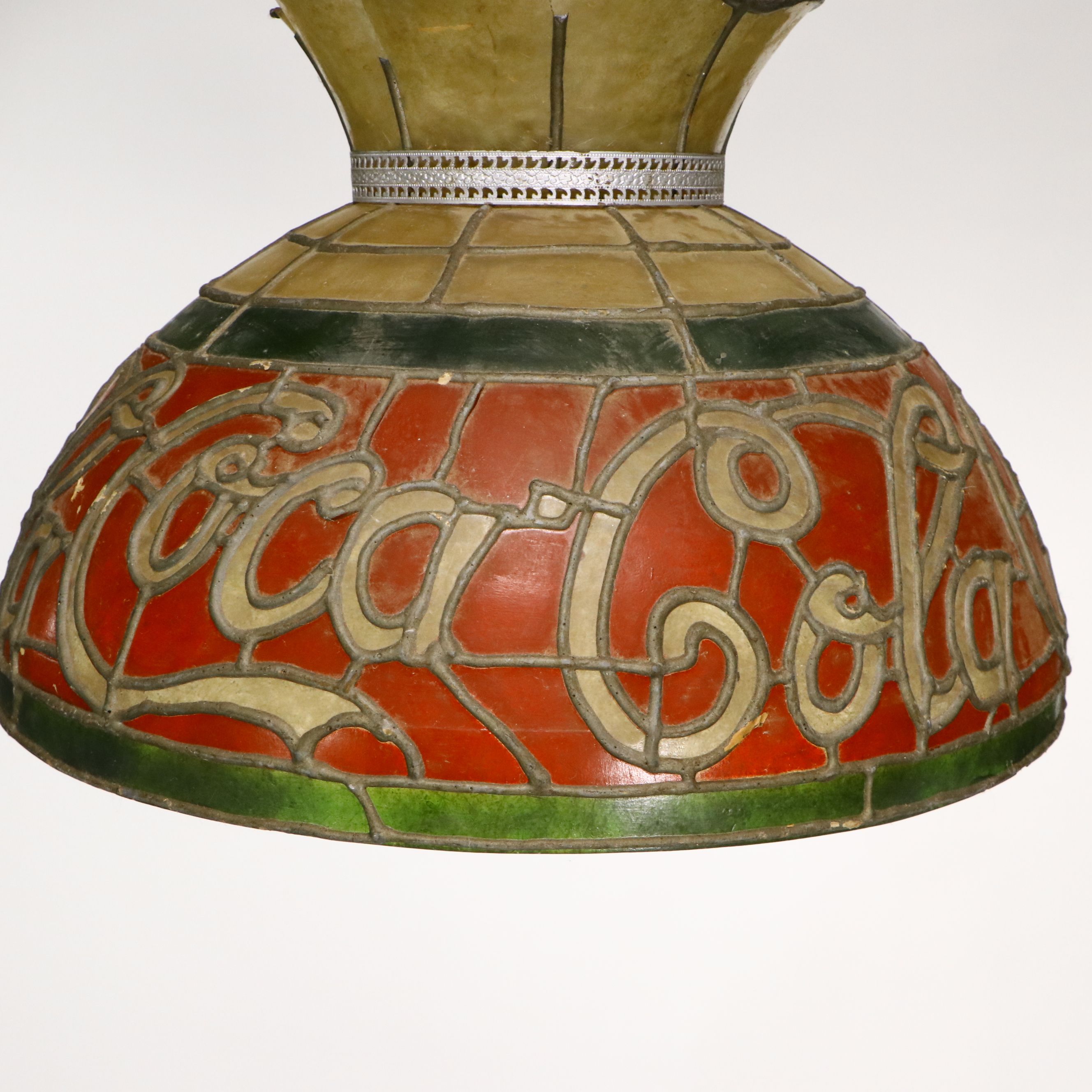 Coca-Cola Faux Stained Glass Style Pendant Light, Mid to Late 20th C.