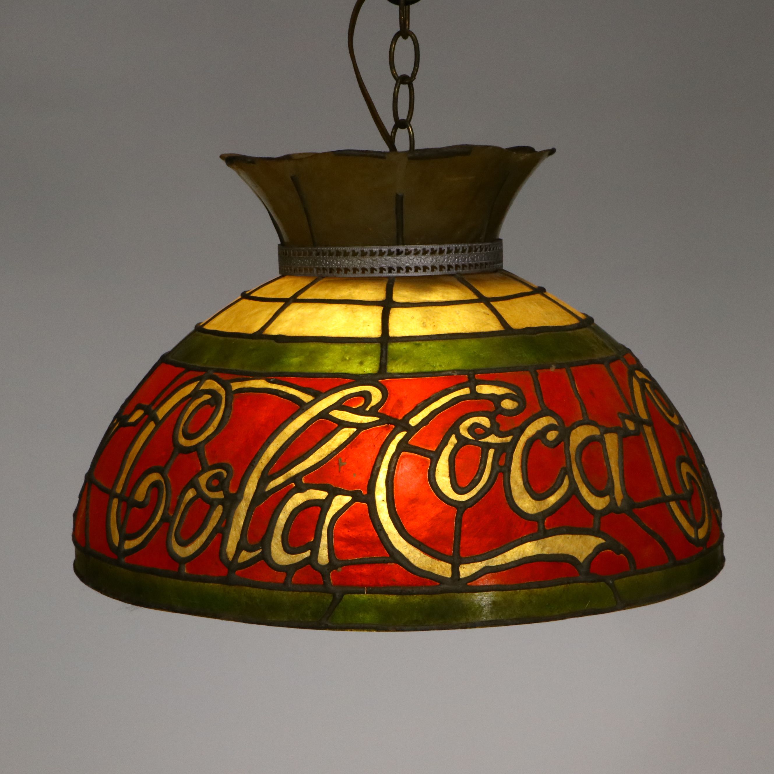 Coca-Cola Faux Stained Glass Style Pendant Light, Mid to Late 20th C.