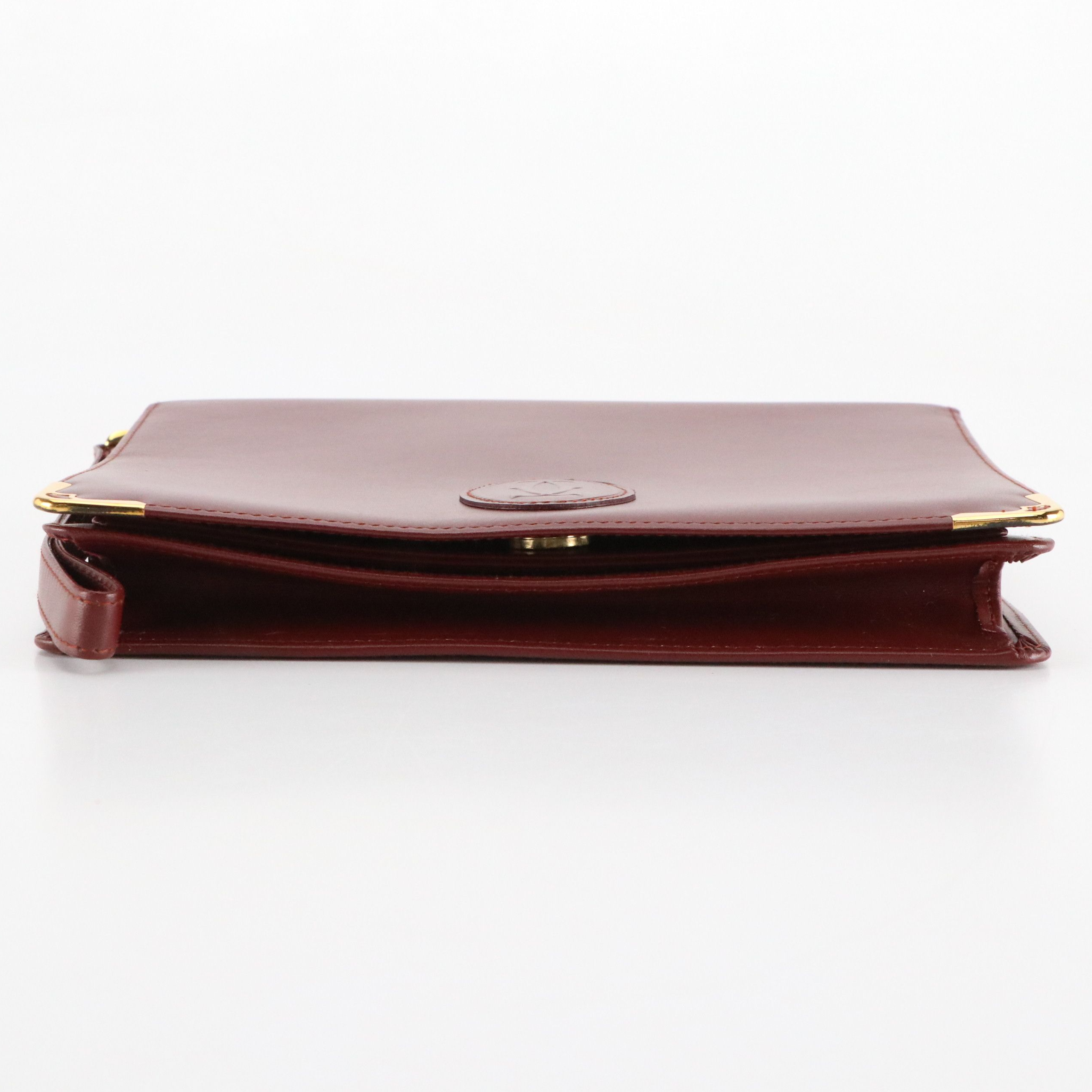 Cartier Must de Cartier Wristlet Clutch in Burgundy Calfskin Leather with Box
