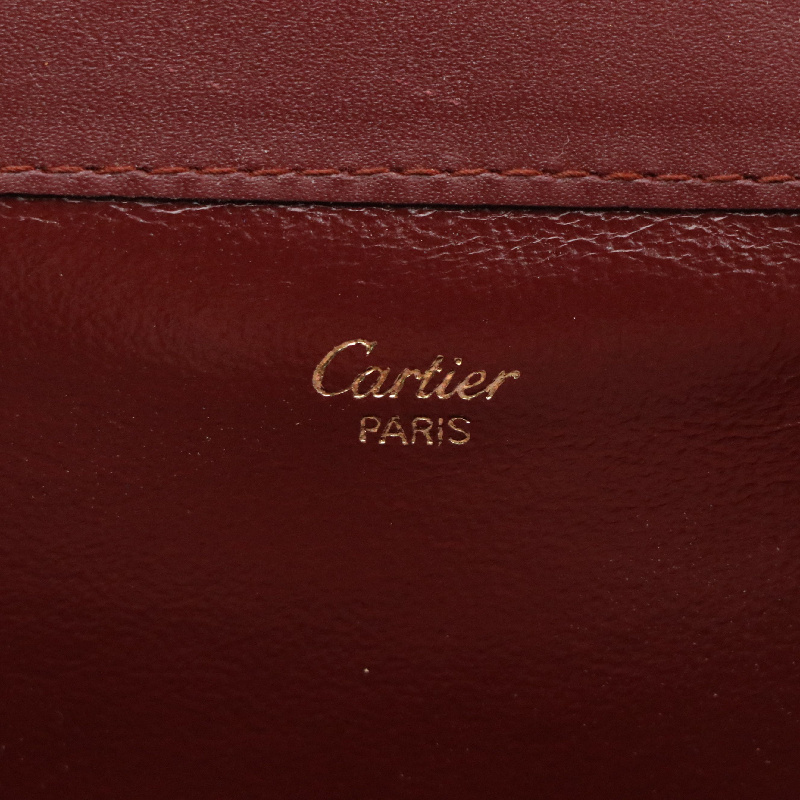 Cartier Must de Cartier Wristlet Clutch in Burgundy Calfskin Leather with Box
