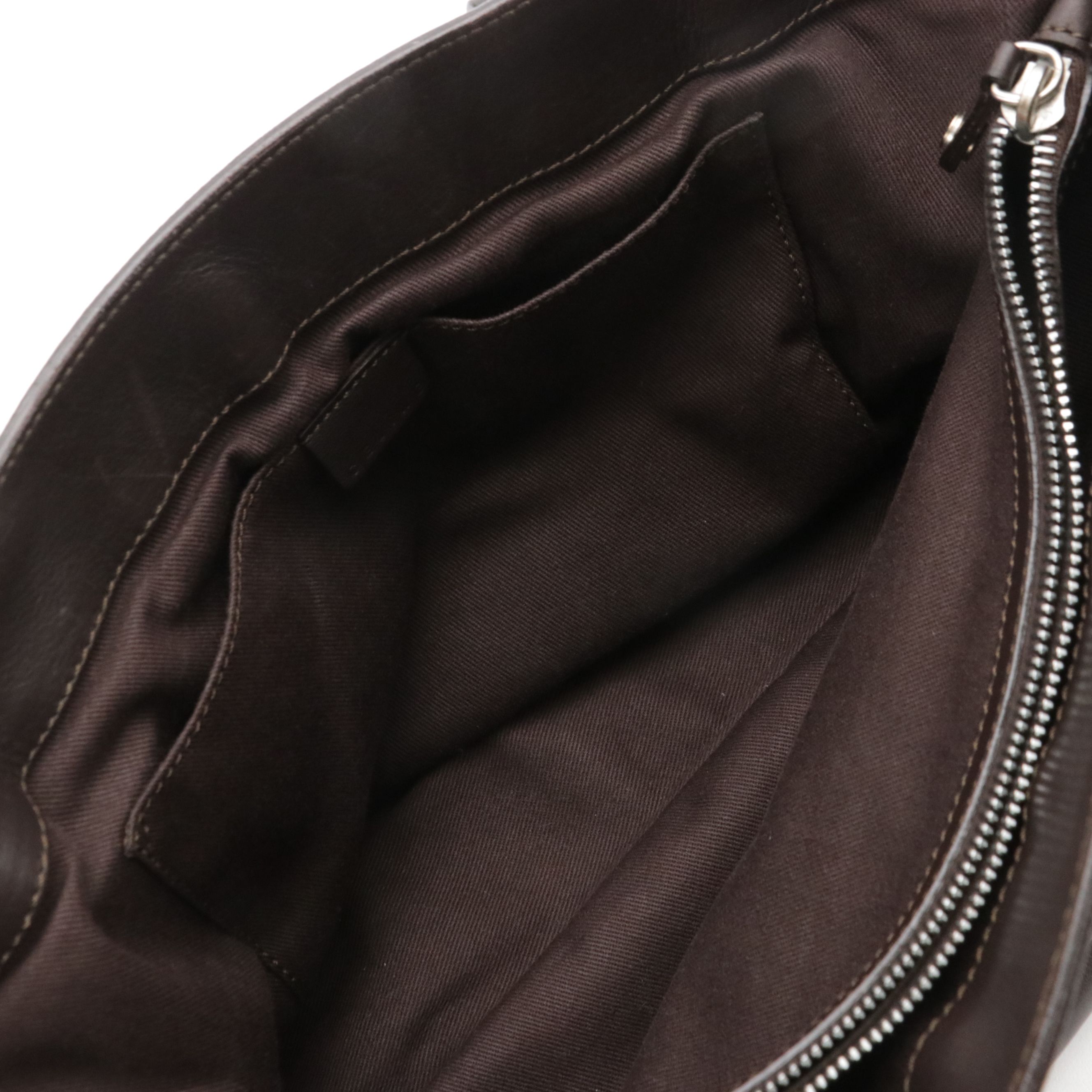 Celine Dark Brown Leather Top Handle Boogie Bag with Contrast Stitching