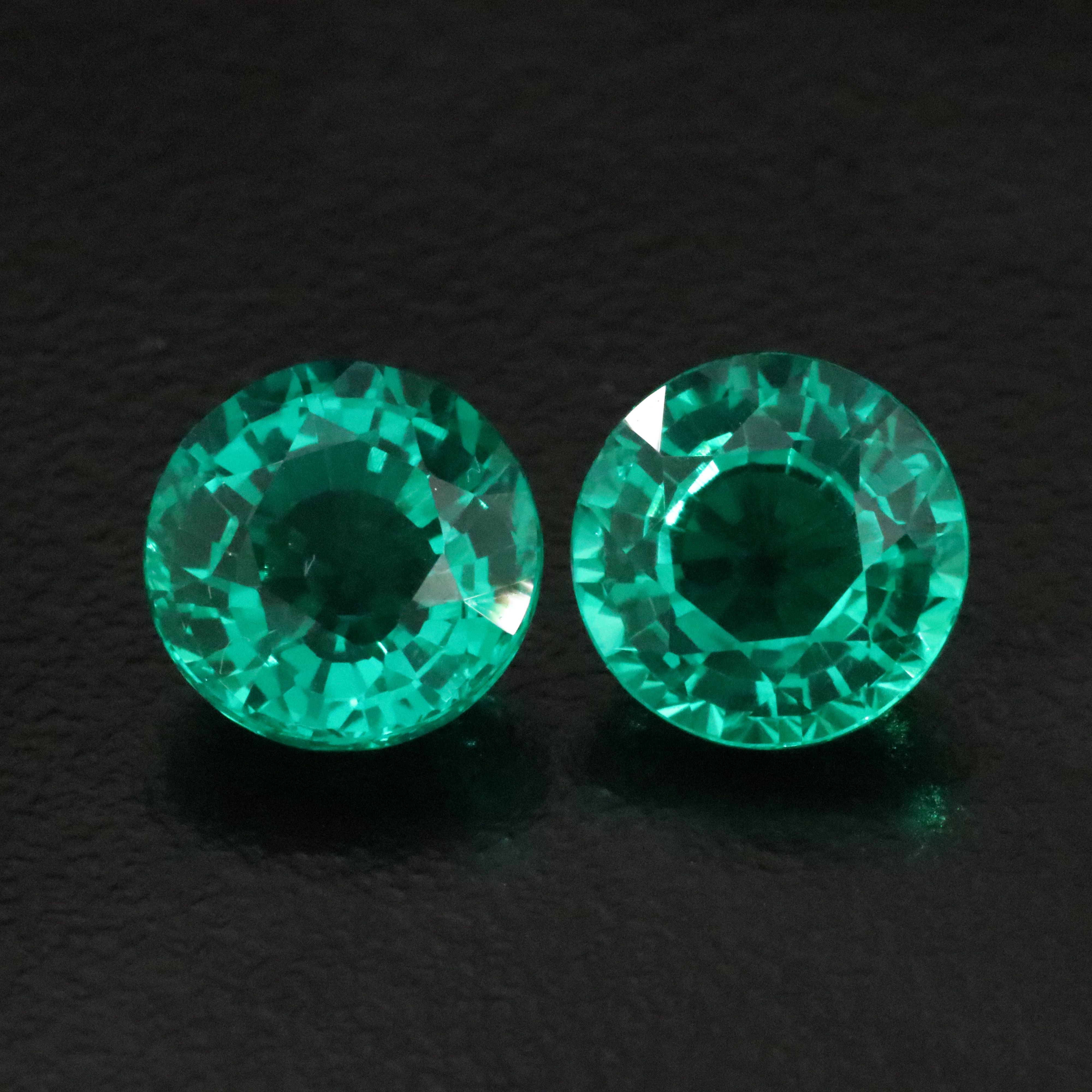Loose 4.43 CTW Matched Pair Lab Grown Emeralds