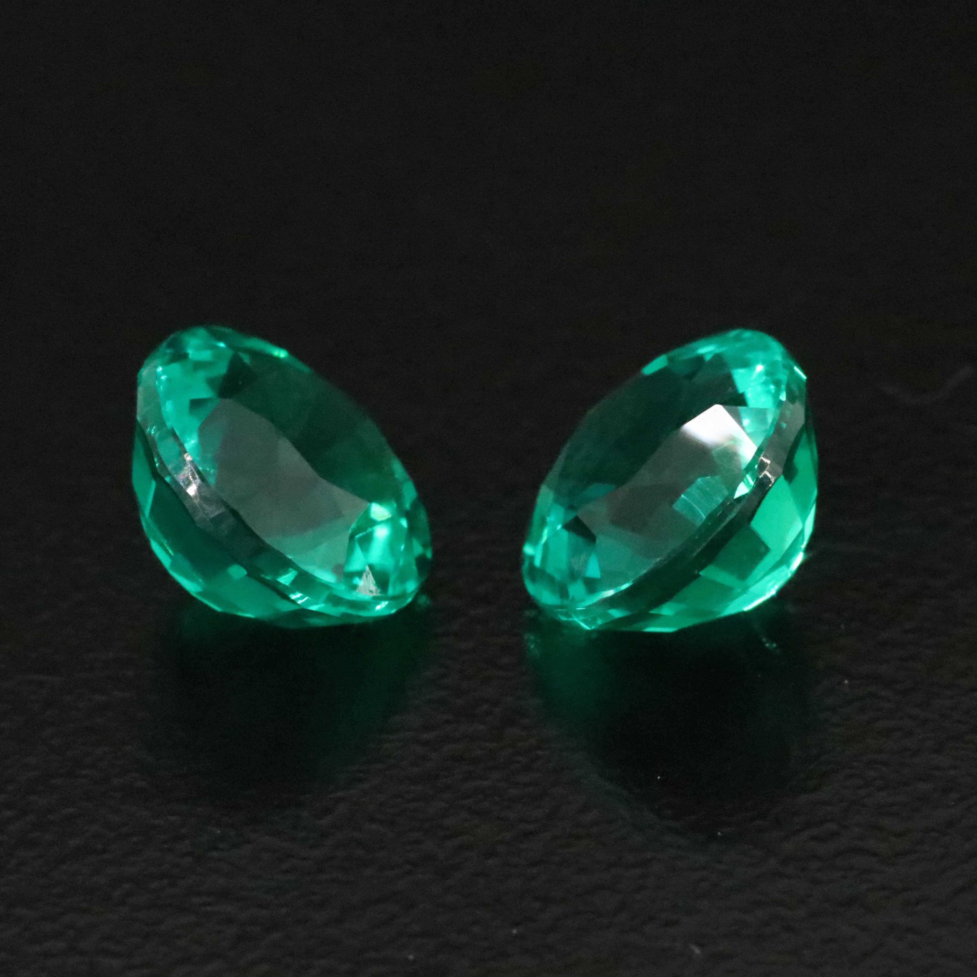 Loose 4.43 CTW Matched Pair Lab Grown Emeralds