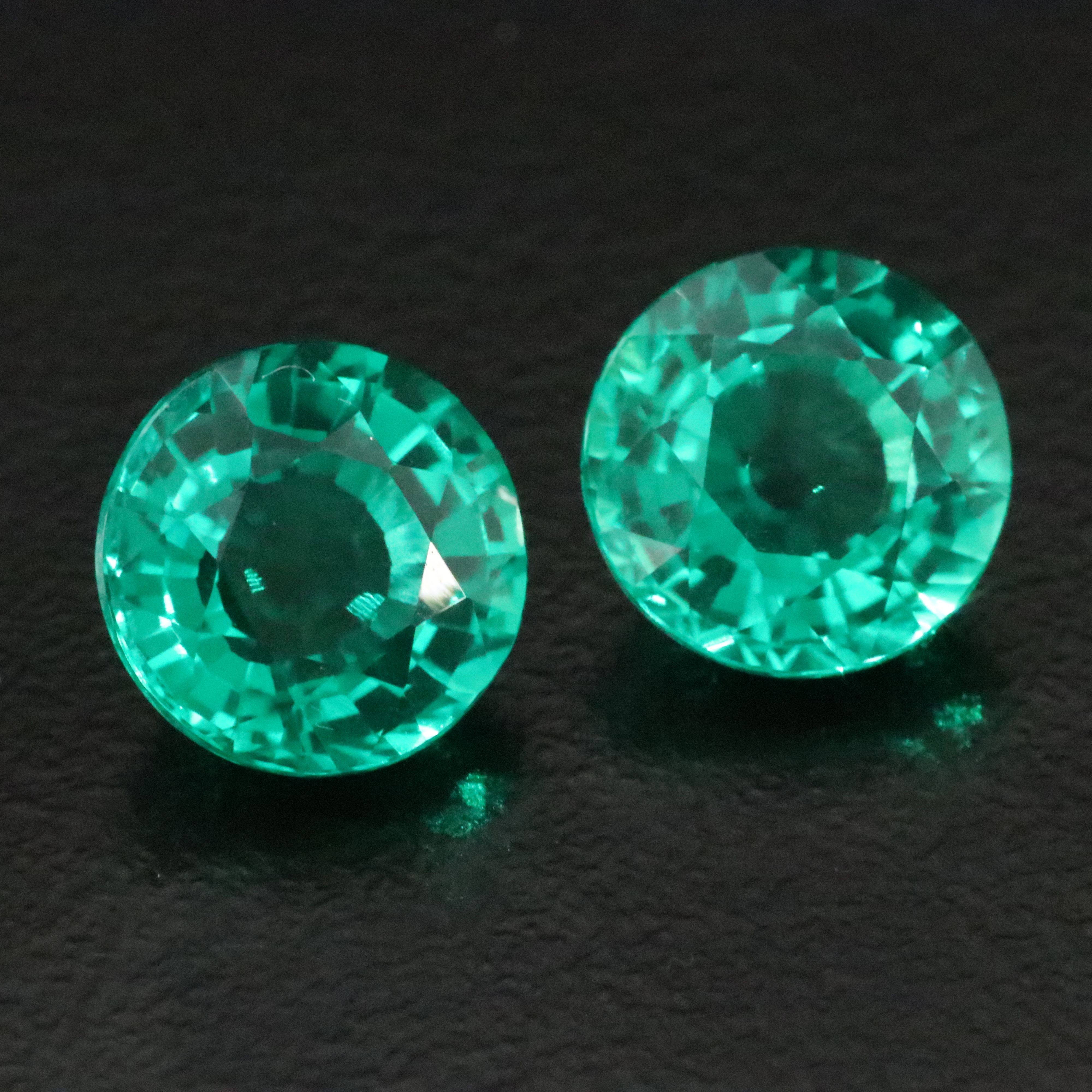 Loose 4.43 CTW Matched Pair Lab Grown Emeralds