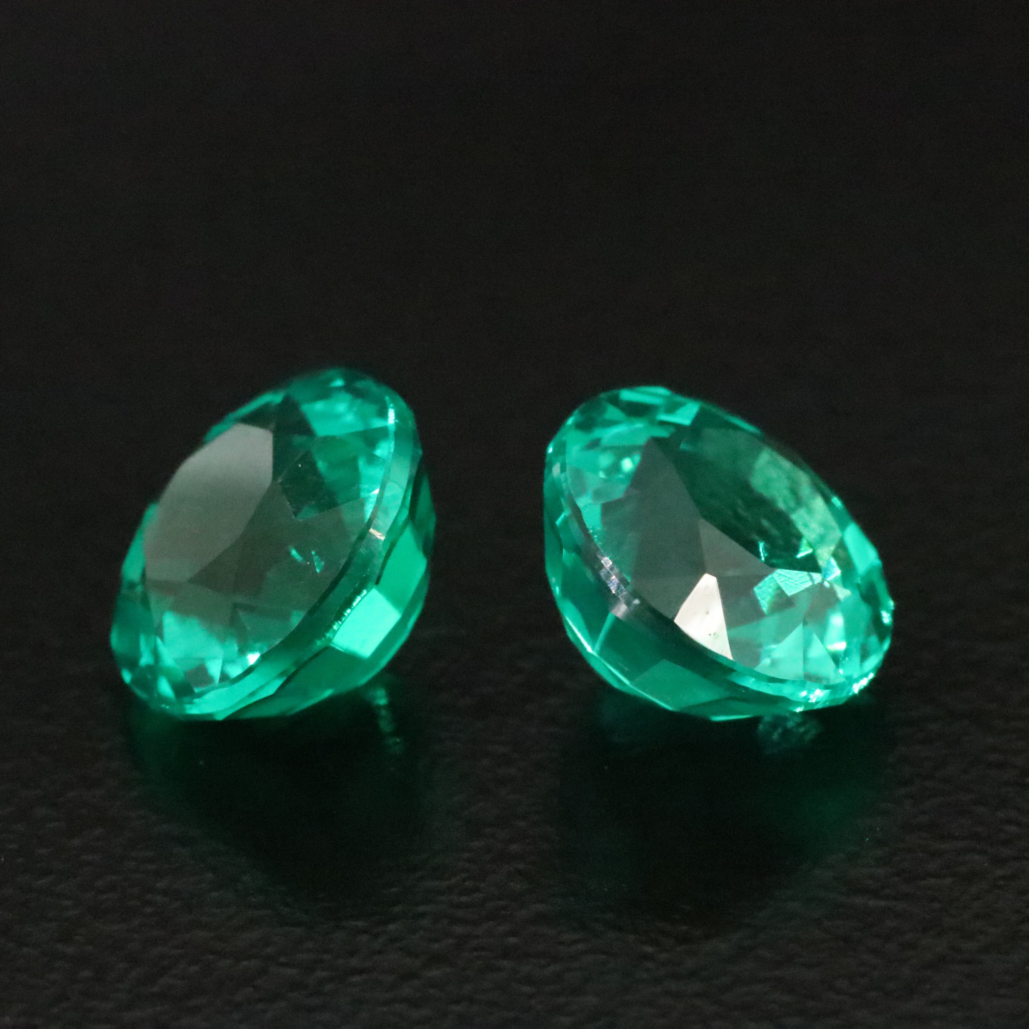 Loose 4.43 CTW Matched Pair Lab Grown Emeralds