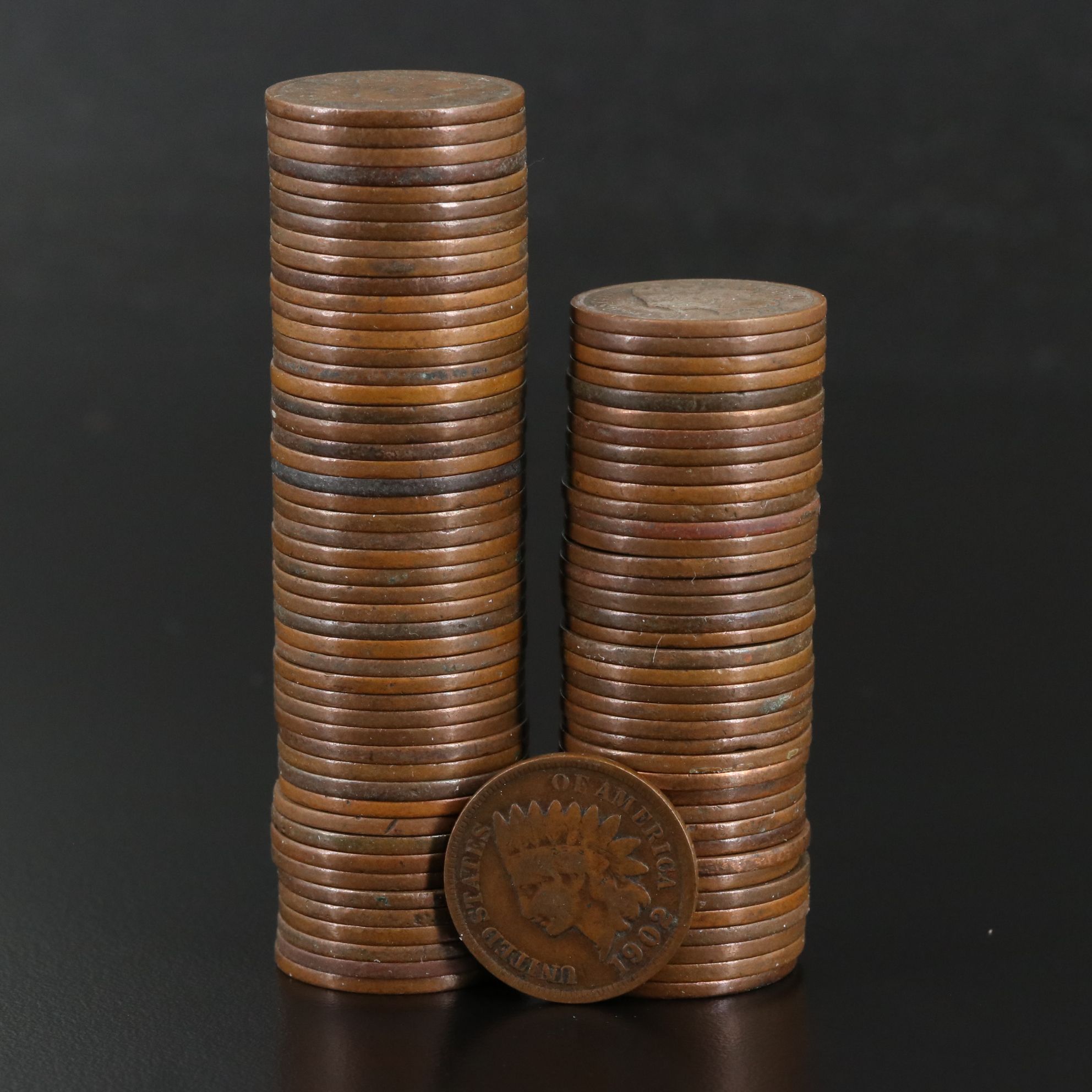 Eighty-Eight U.S. Indian Cents Dated 1900-1908