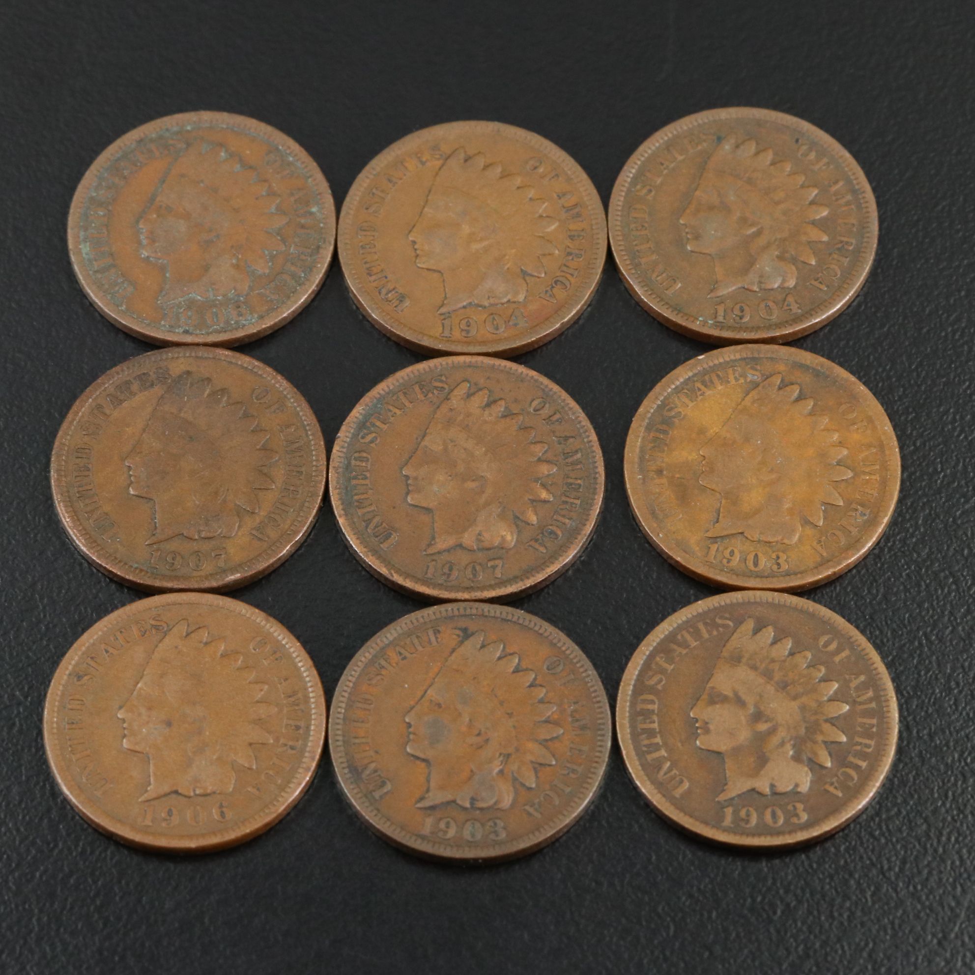 Eighty-Eight U.S. Indian Cents Dated 1900-1908