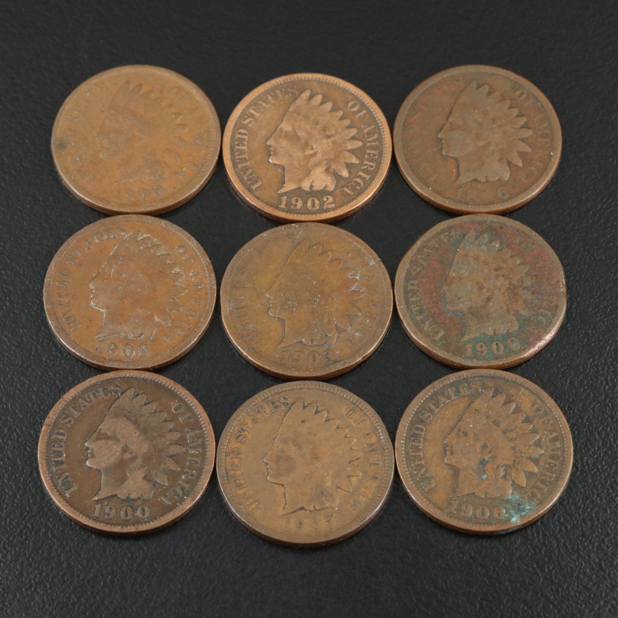 Eighty-Eight U.S. Indian Cents Dated 1900-1908