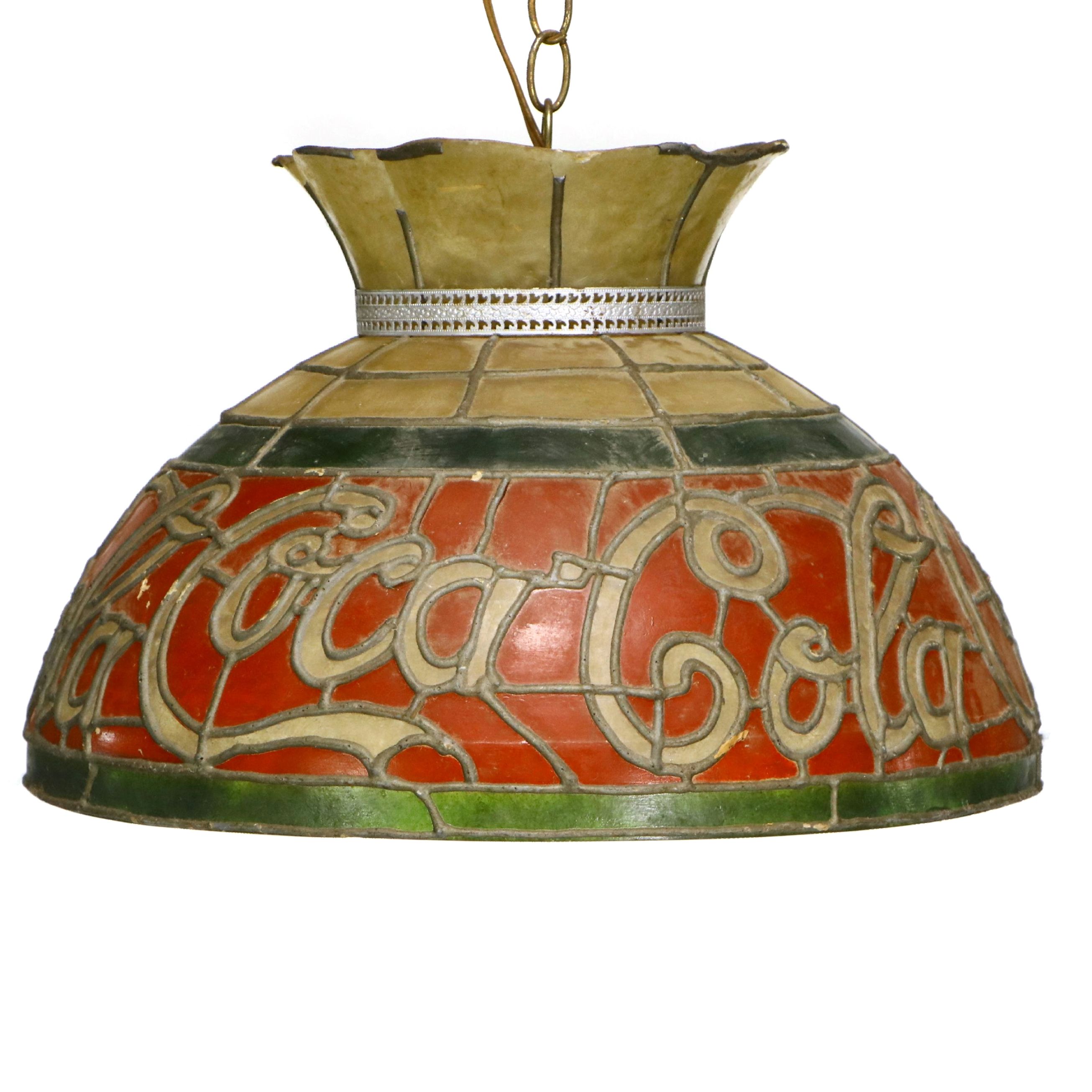 Coca-Cola Faux Stained Glass Style Pendant Light, Mid to Late 20th C.