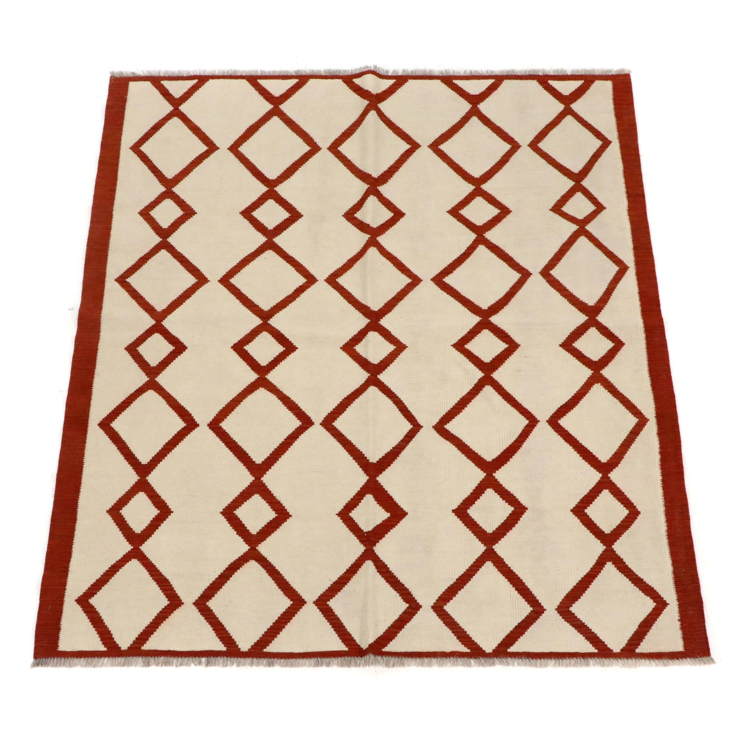 5'5 x 6'7 Handwoven Monochrome Kilim Area Rug