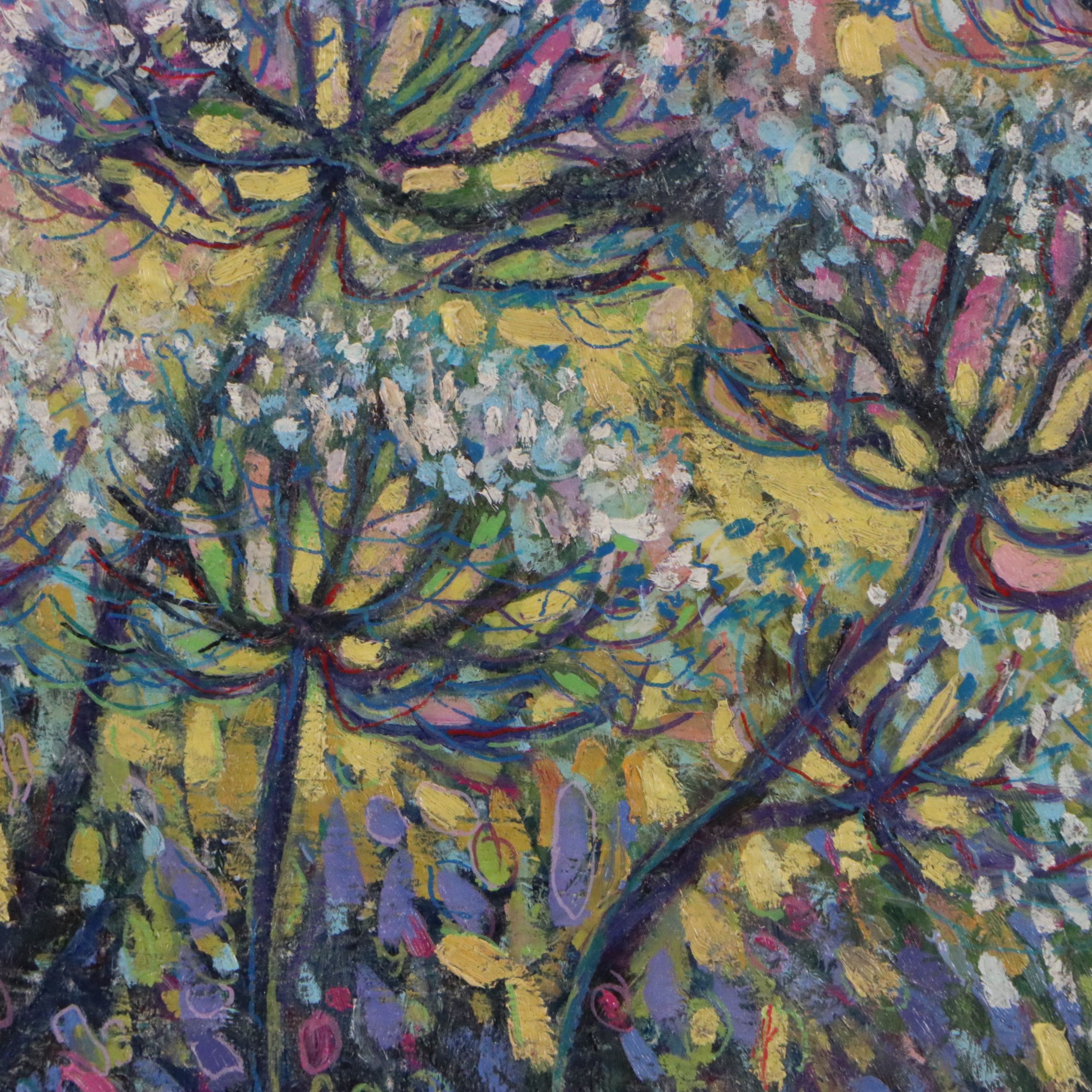 Thea Mamukelashvili Floral Landscape Oil Painting, 21st Century
