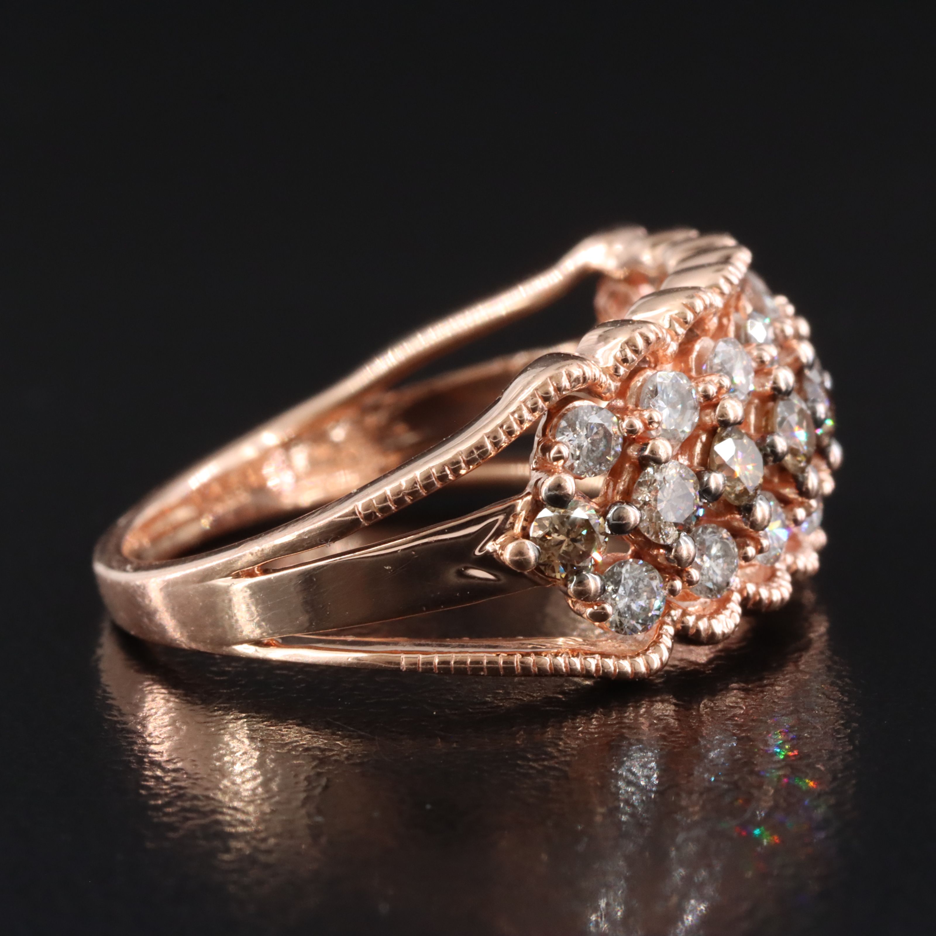 10K Rose Gold 1.00 CTW Diamond Ring Featuring Fancy Brown