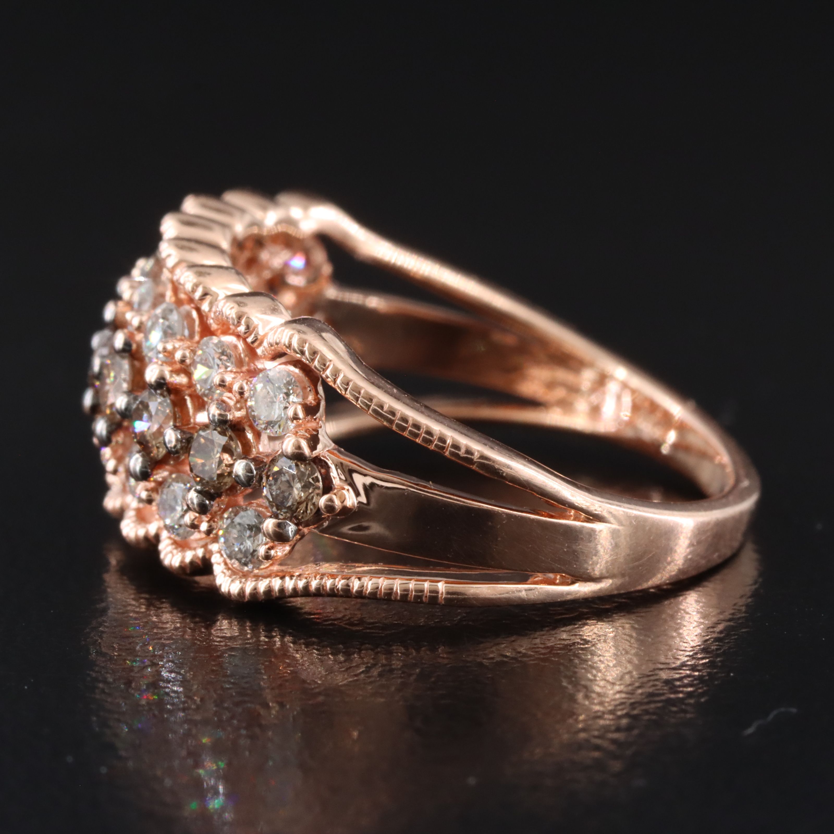 10K Rose Gold 1.00 CTW Diamond Ring Featuring Fancy Brown