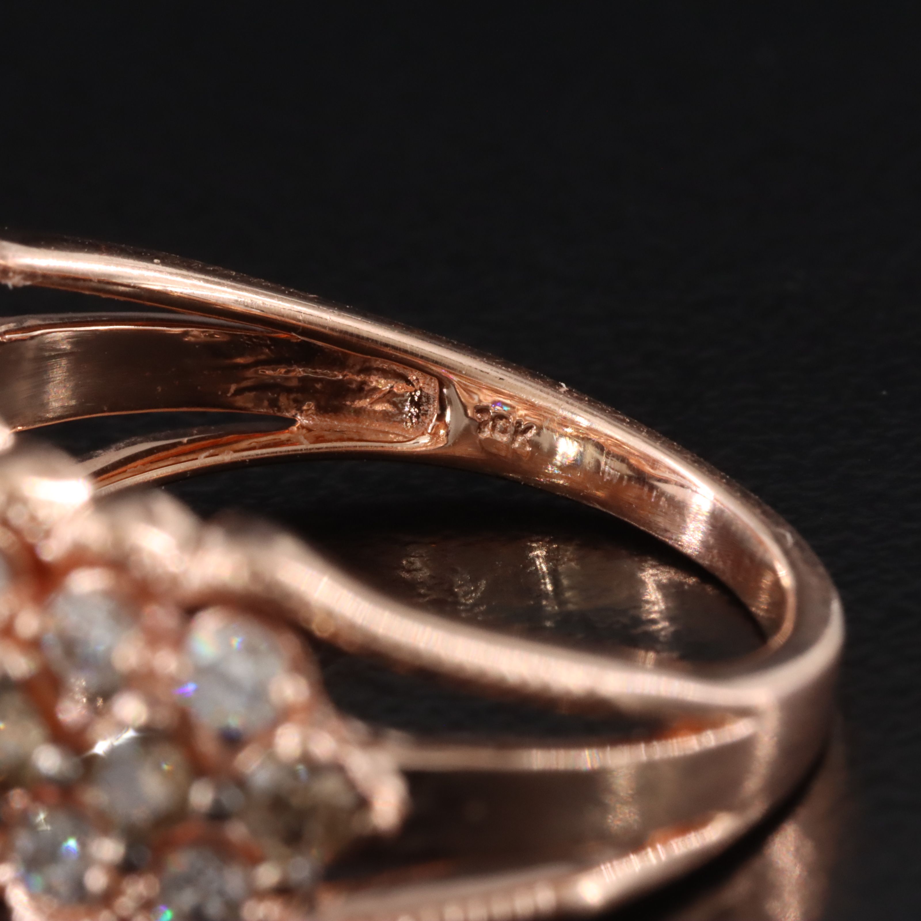 10K Rose Gold 1.00 CTW Diamond Ring Featuring Fancy Brown