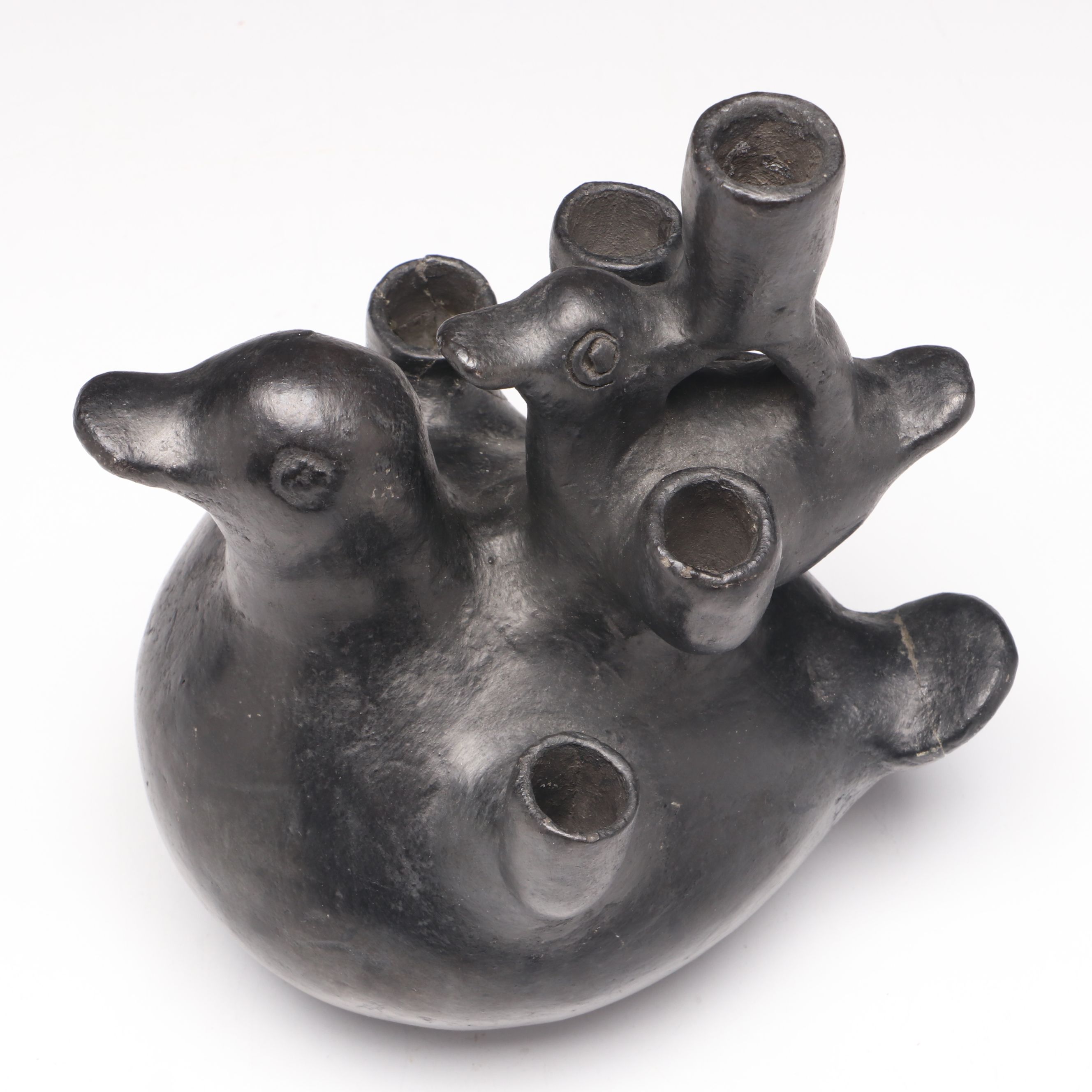 Pre-Columbian Inspired Blackware Bird Form Vessel