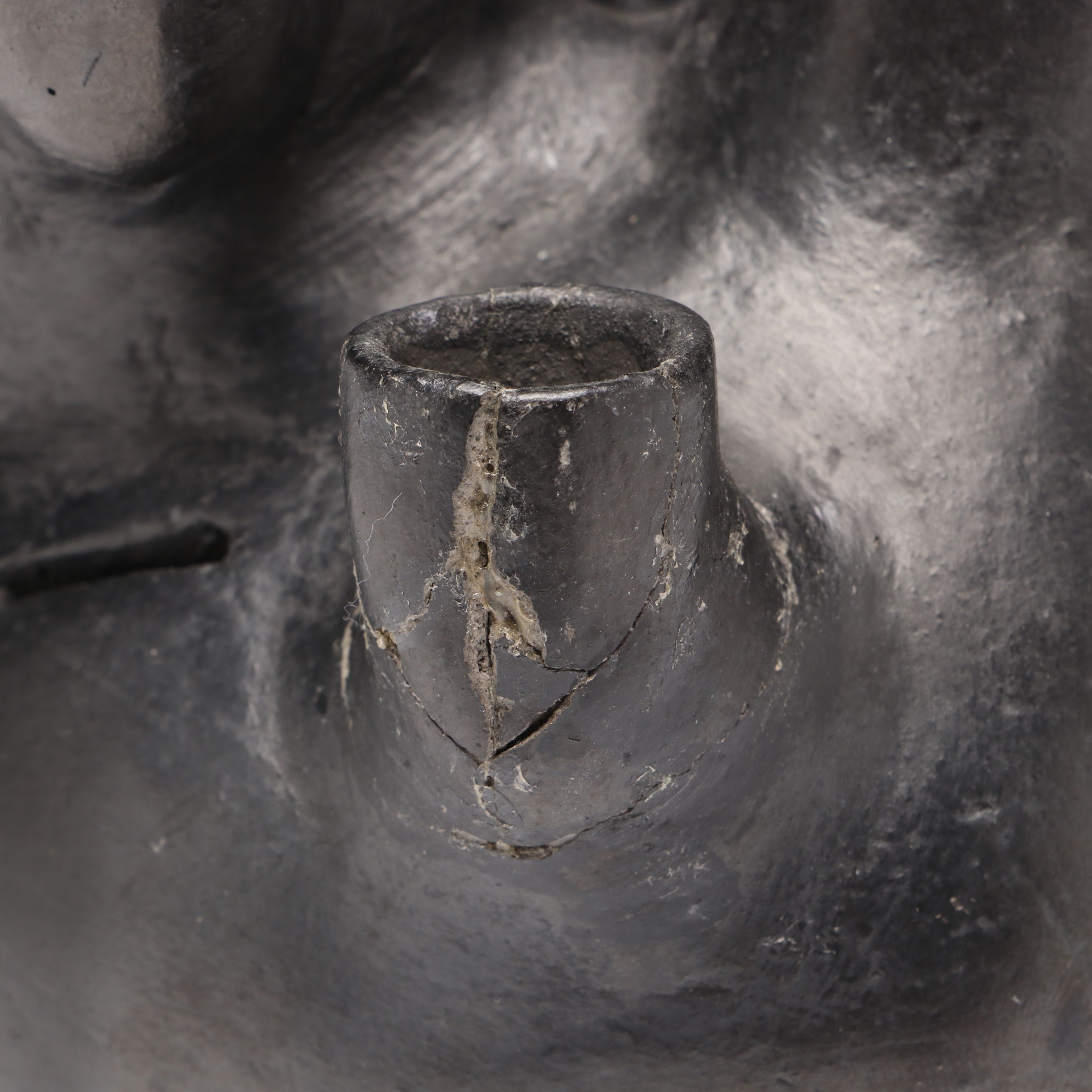 Pre-Columbian Inspired Blackware Bird Form Vessel