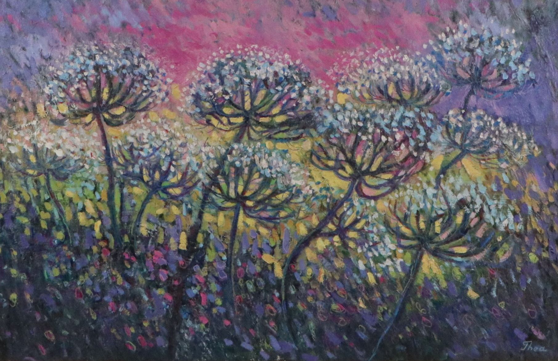 Thea Mamukelashvili Floral Landscape Oil Painting, 21st Century