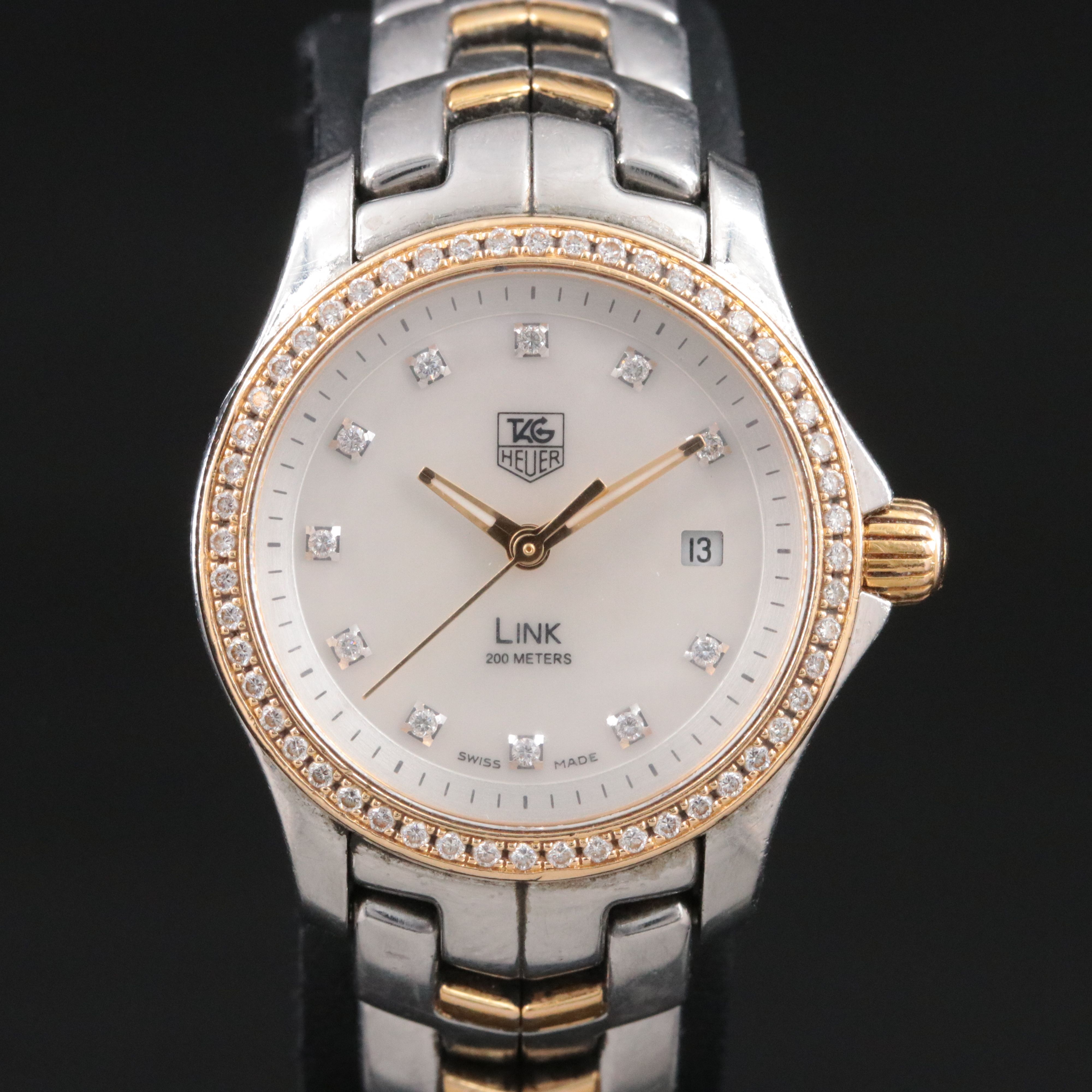 TAG Heuer Link M.O.P. Diamond Dial & 18K Diamond Bezel WJF1354 Model Watch