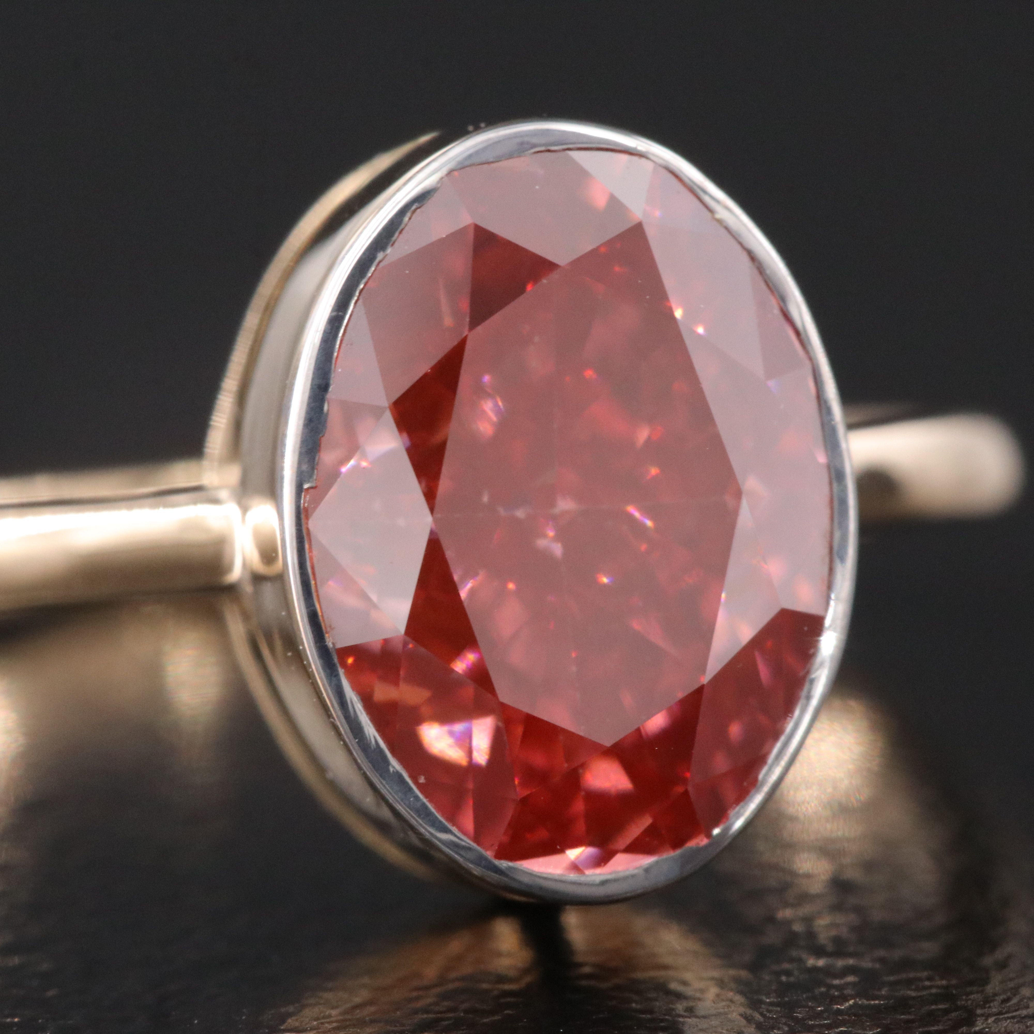 18K 3.08 CT Fancy Vivid Pink Lab Grown Diamond Ring with IGI Report
