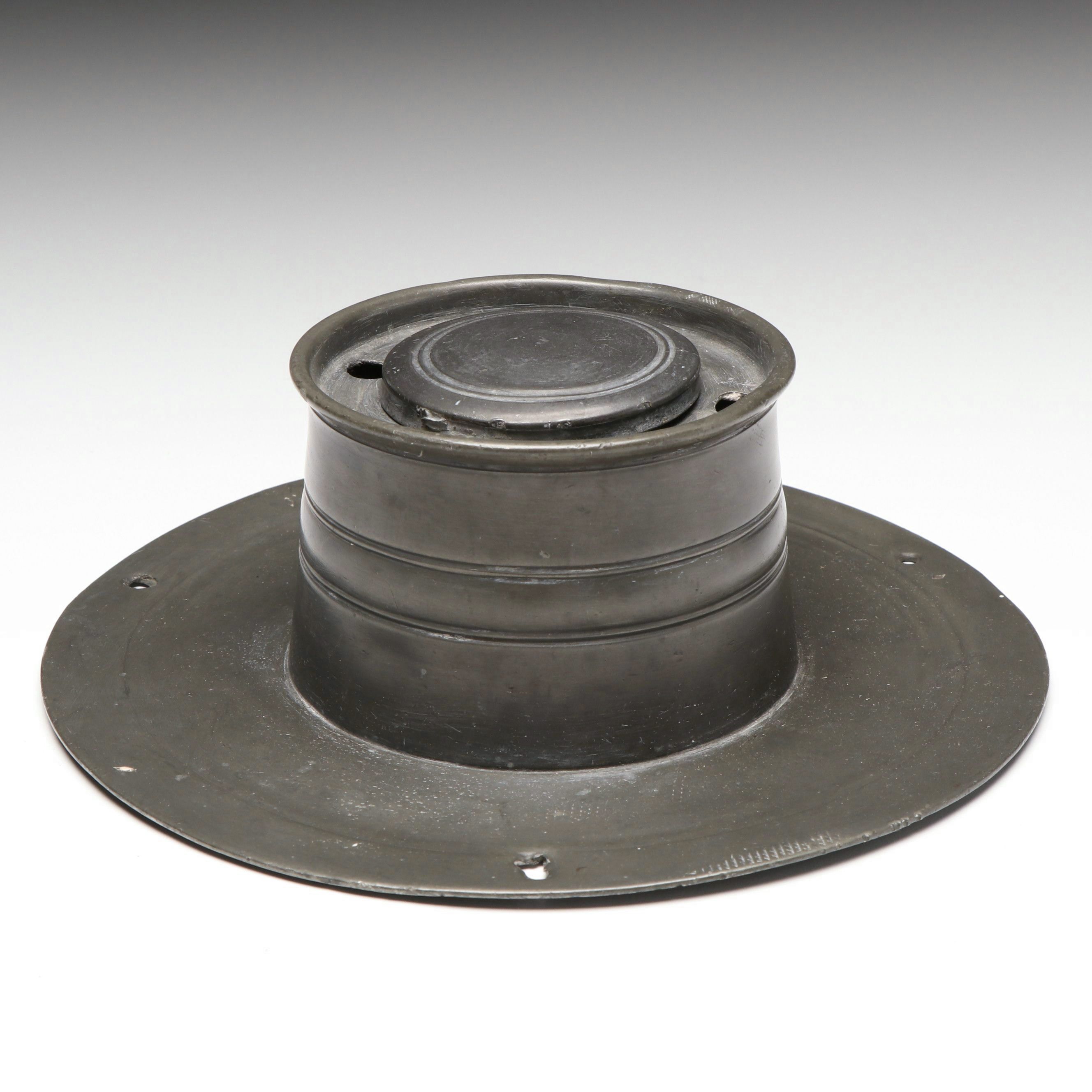 Nautical Pewter Capstan Inkwell, Late 19th/Early 20th C.