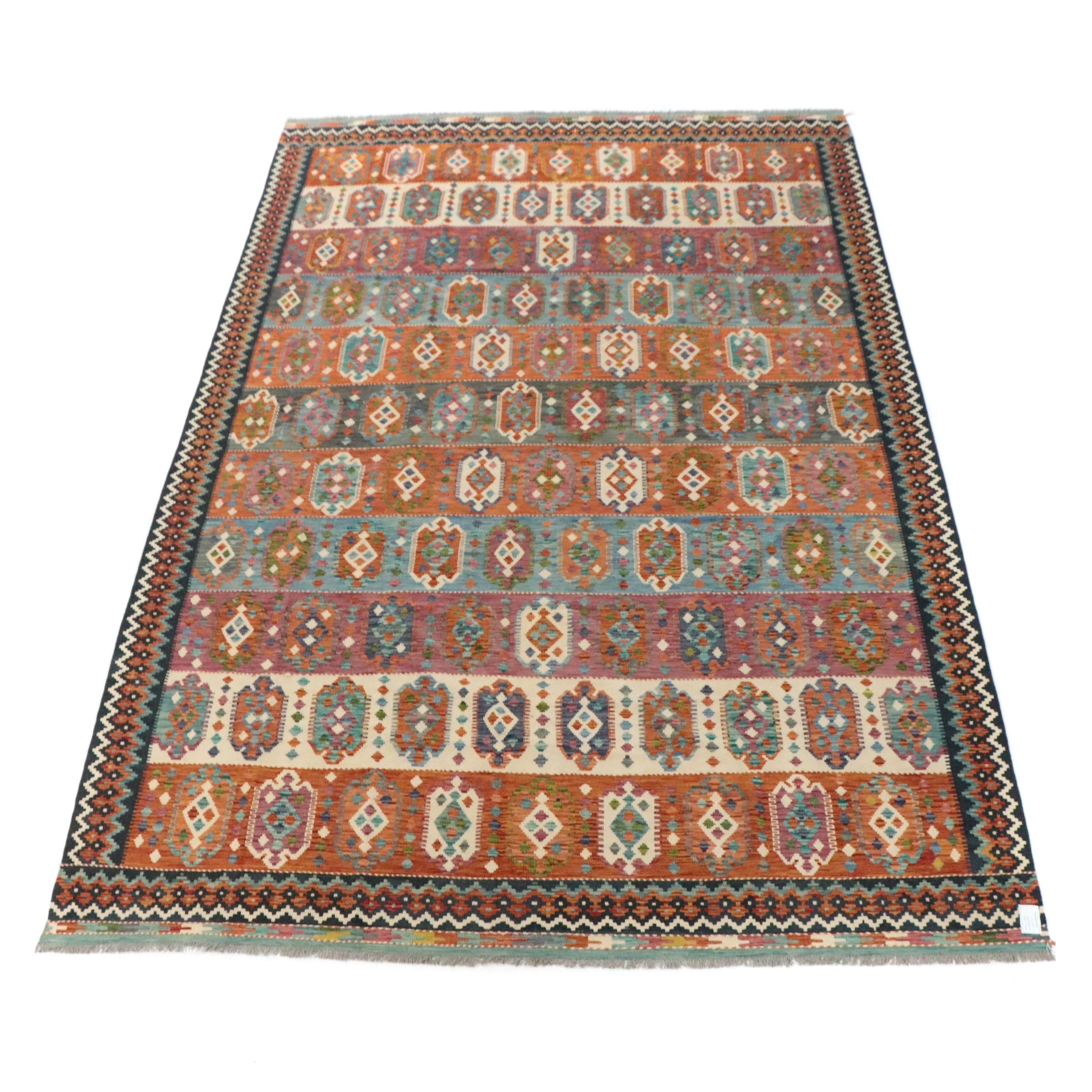 10'2 x 15'9 Handwoven Pakistani Kilim Room-Sized Rug