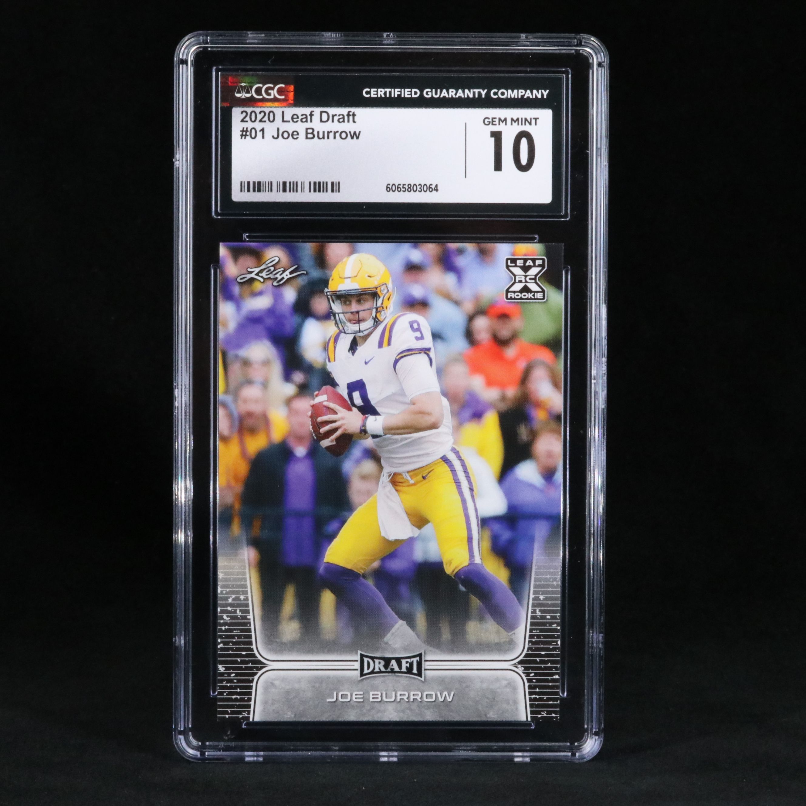 2020 Leaf Draft Joe Burrow Rookie Football Card Graded CGC 10