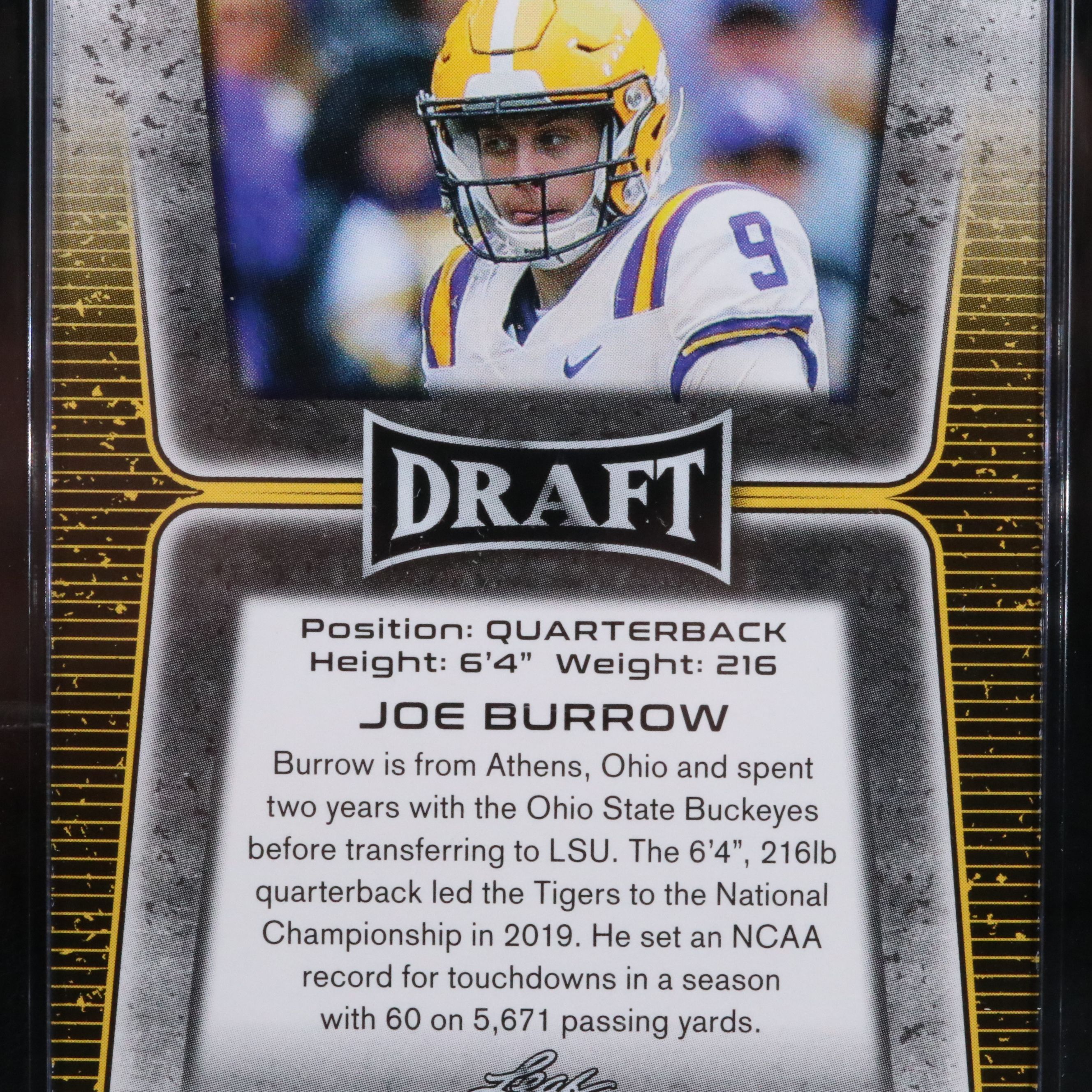 2020 Leaf Draft Joe Burrow Rookie Football Card Graded CGC 10