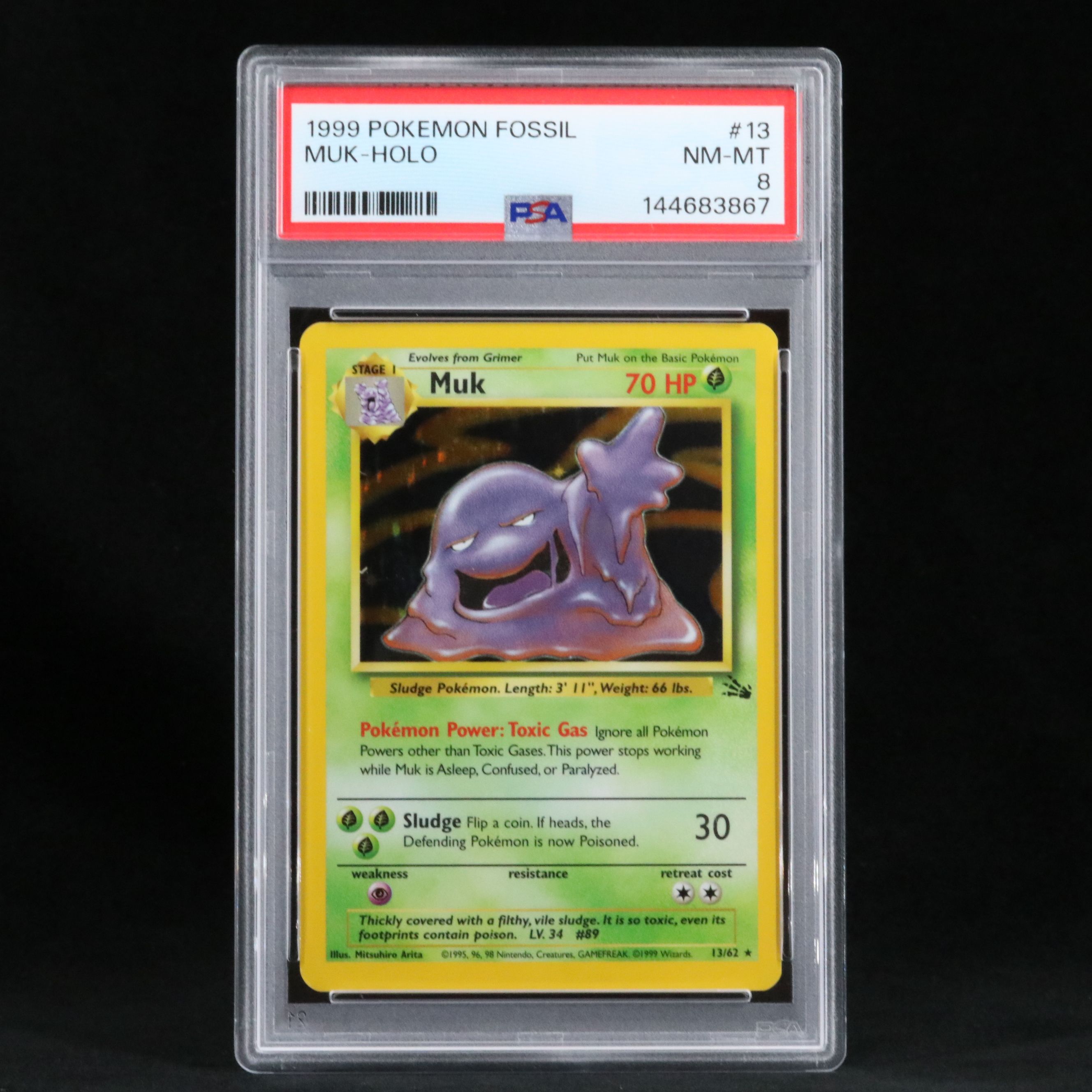 Fossil Set Muk Holographic Pokémon Card Graded PSA 8