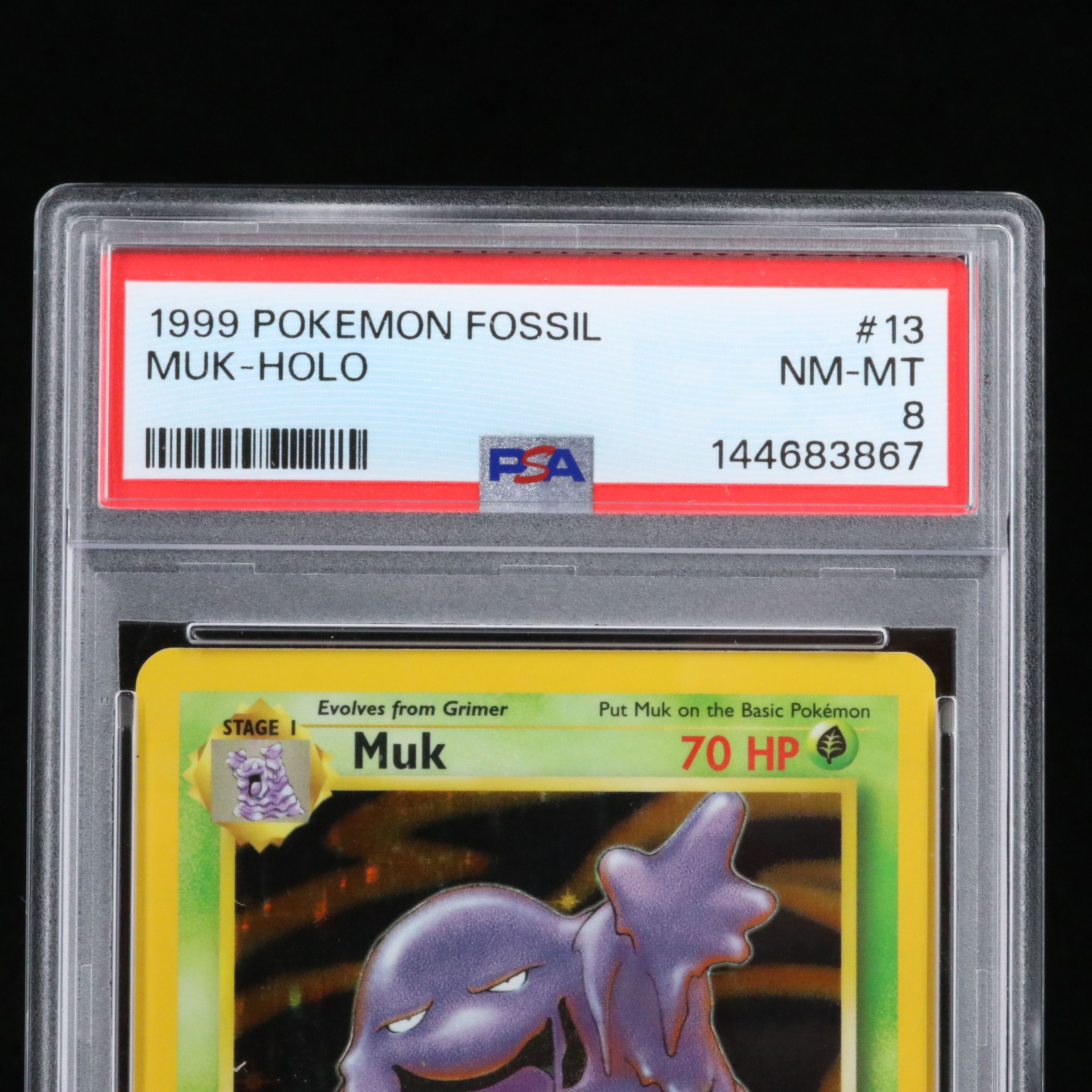 Fossil Set Muk Holographic Pokémon Card Graded PSA 8