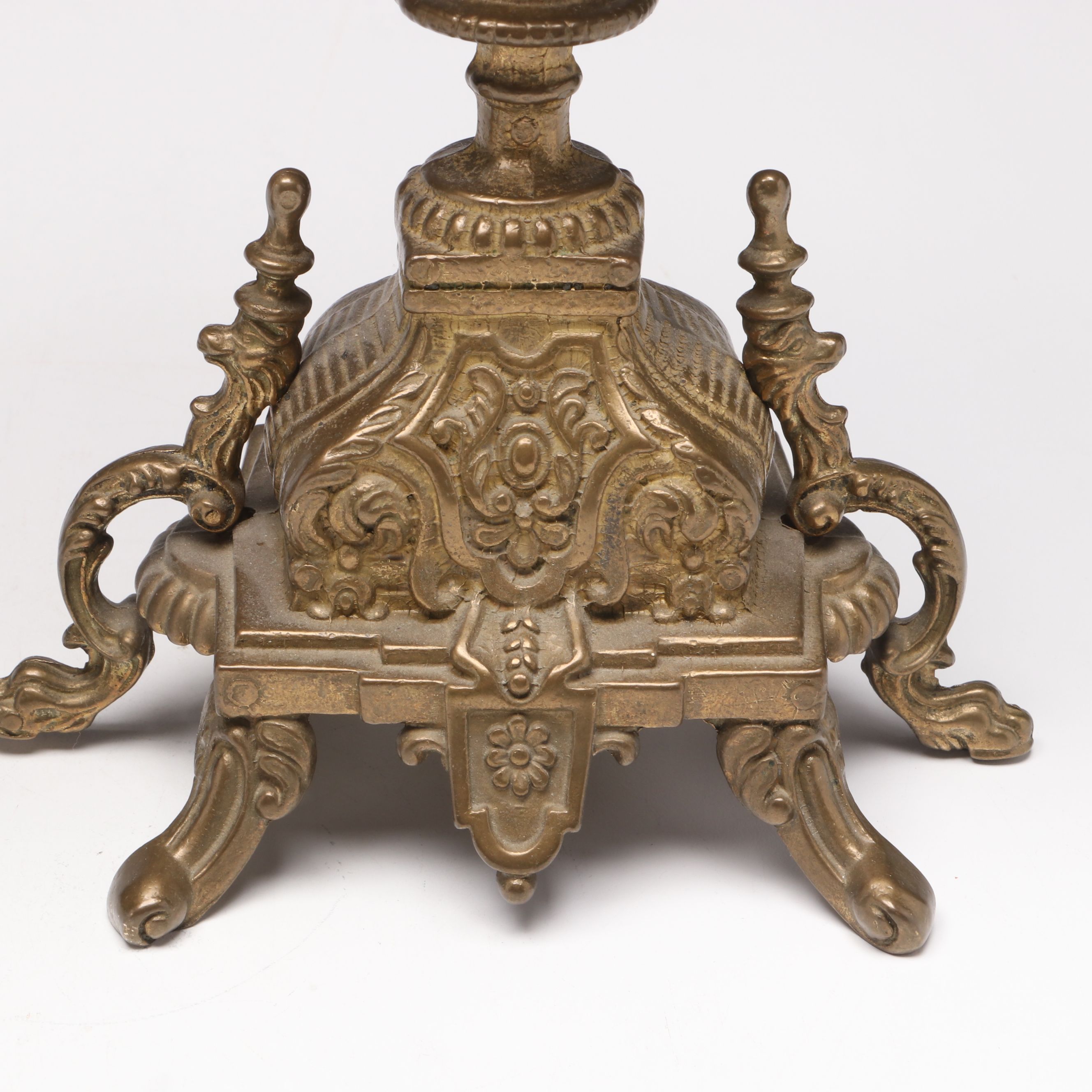 Italian Style Ornate Cast Brass Candelabras