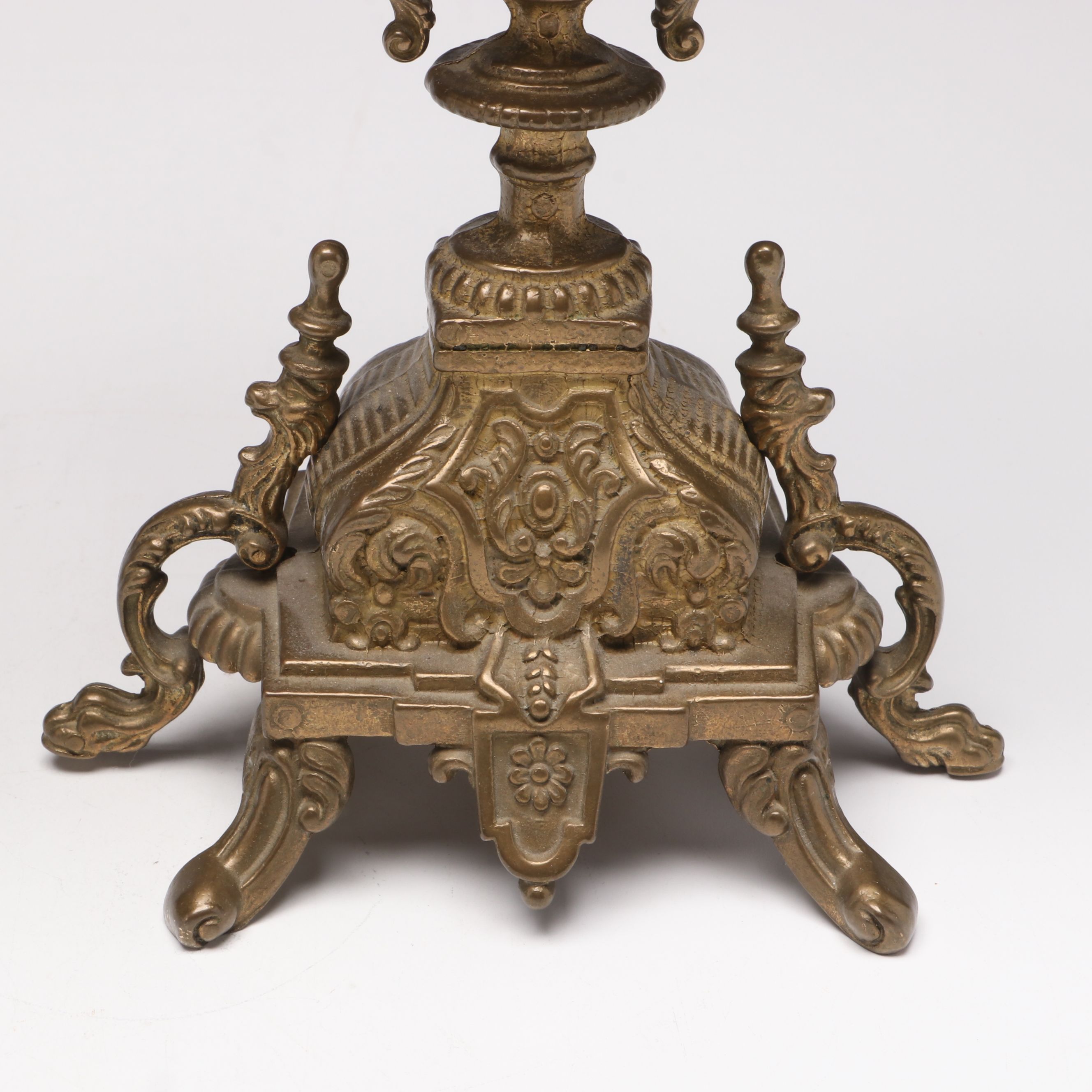 Italian Style Ornate Cast Brass Candelabras