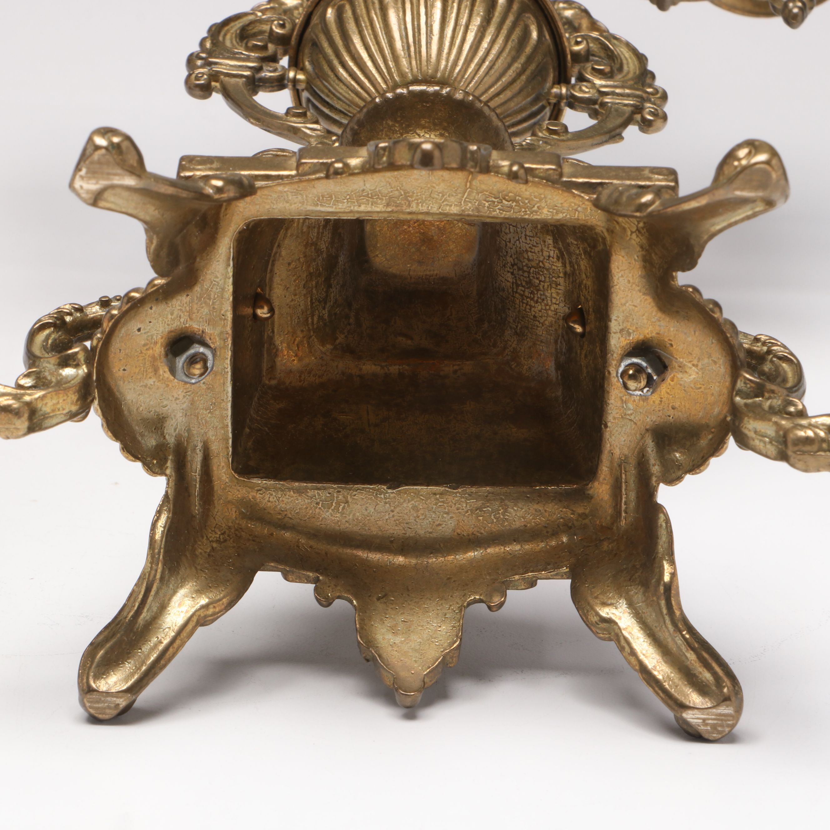 Italian Style Ornate Cast Brass Candelabras