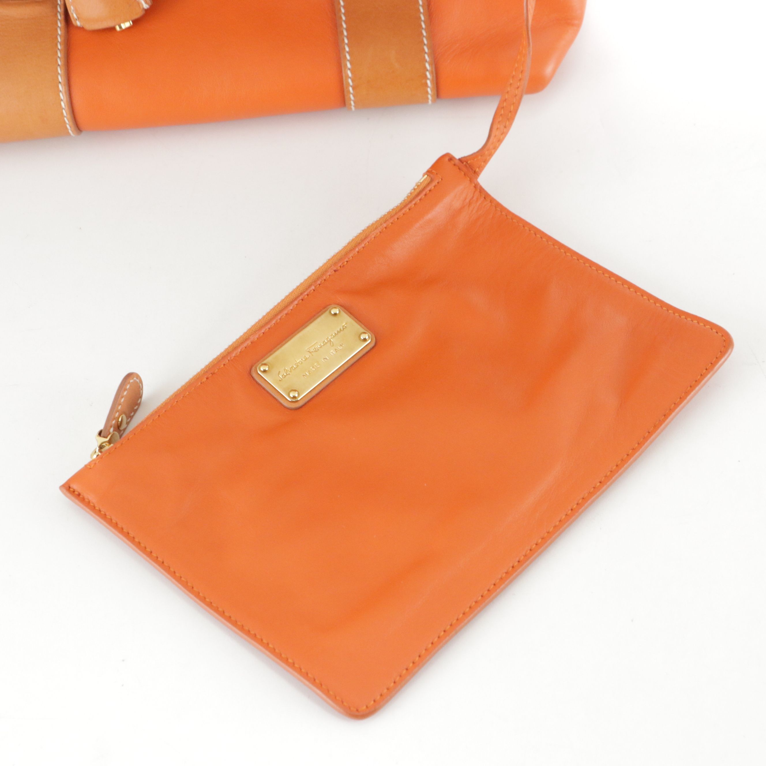 Salvatore Ferragamo Sookie Flap Satchel in Calendula/Tan Calfskin Leather