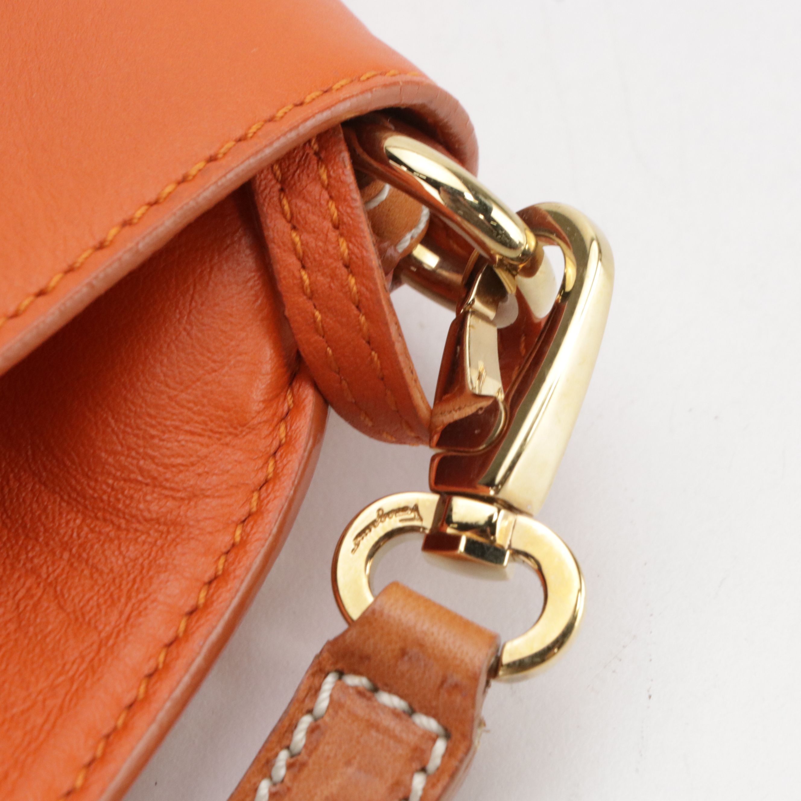 Salvatore Ferragamo Sookie Flap Satchel in Calendula/Tan Calfskin Leather