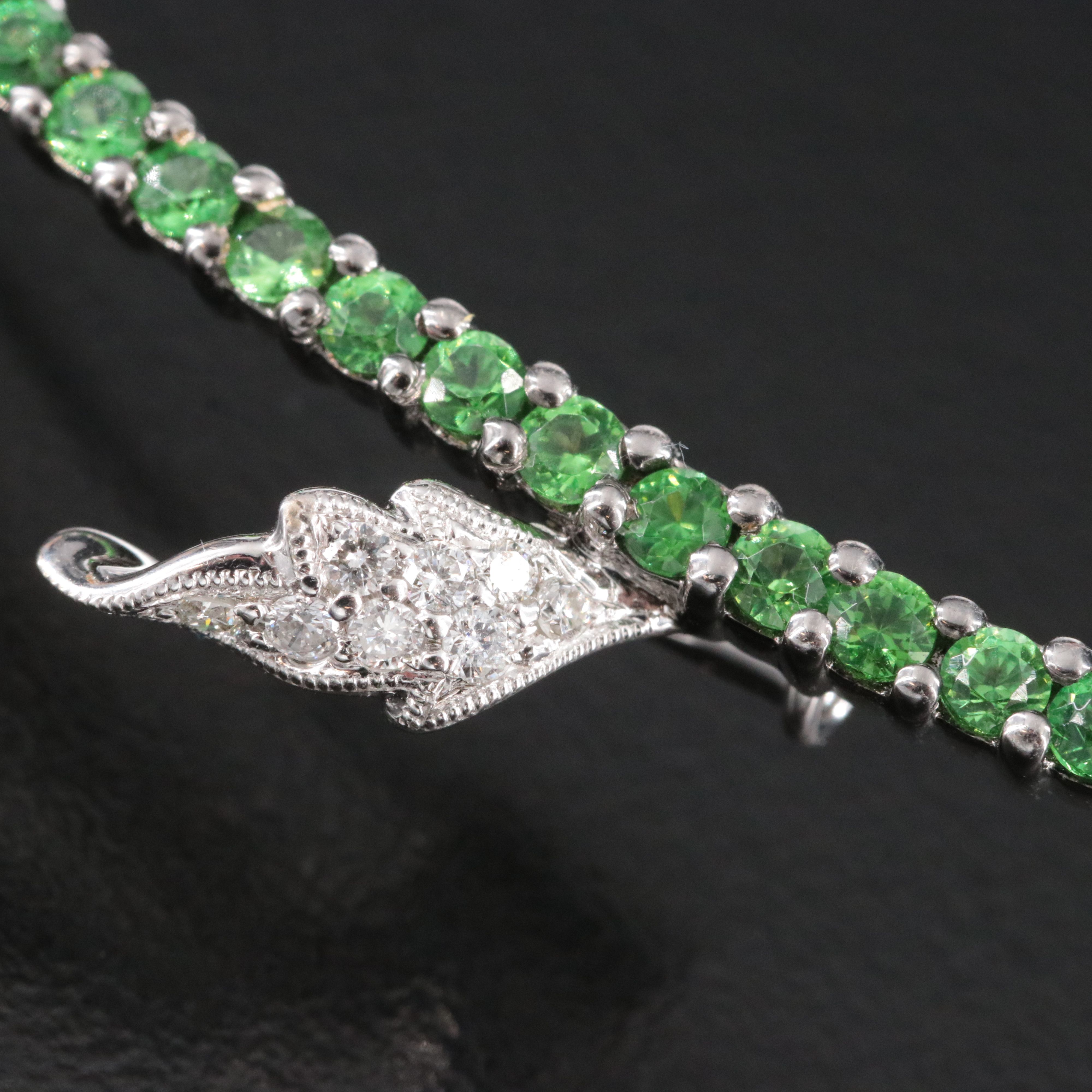 18K 2.05 CTW Diamond and Tsavorite Bud Brooch with Fancy Brown Diamonds