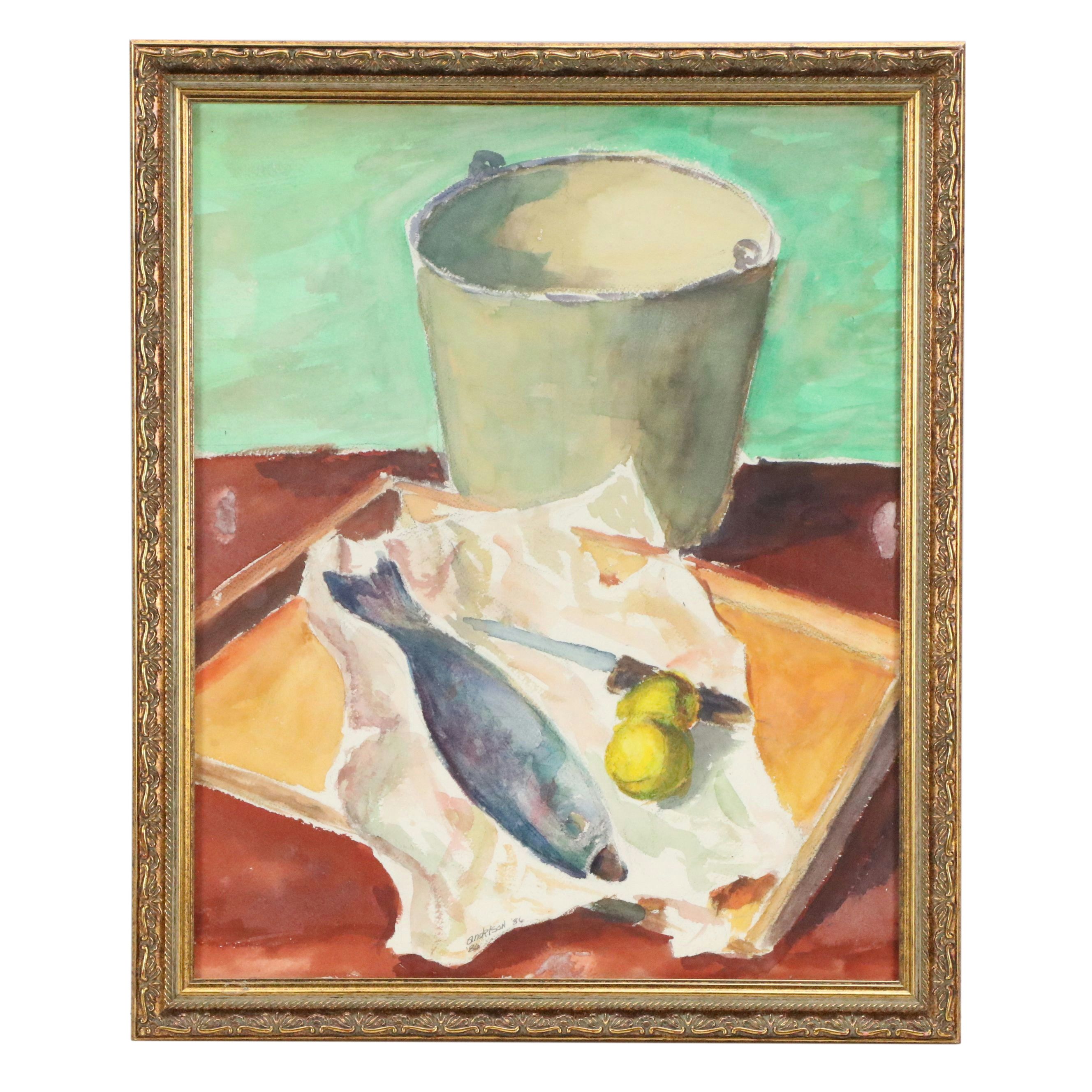 Anderson Watercolor Painting of Still Life, 1986