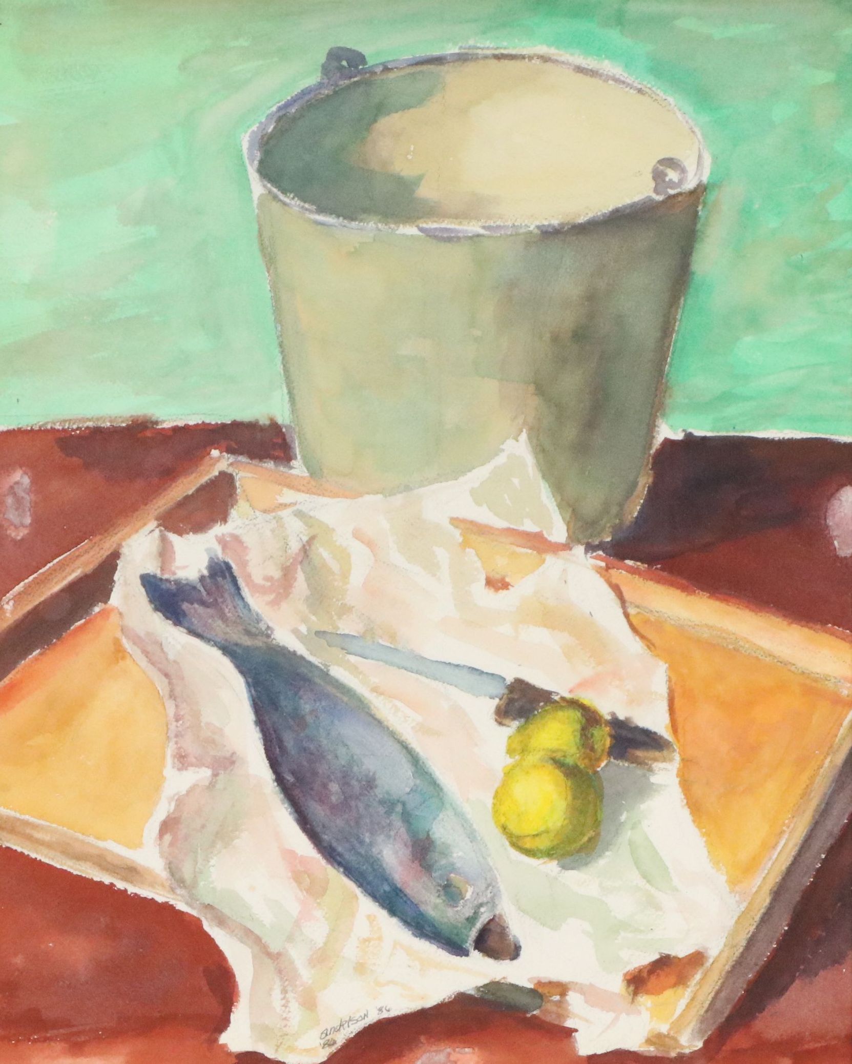 Anderson Watercolor Painting of Still Life, 1986