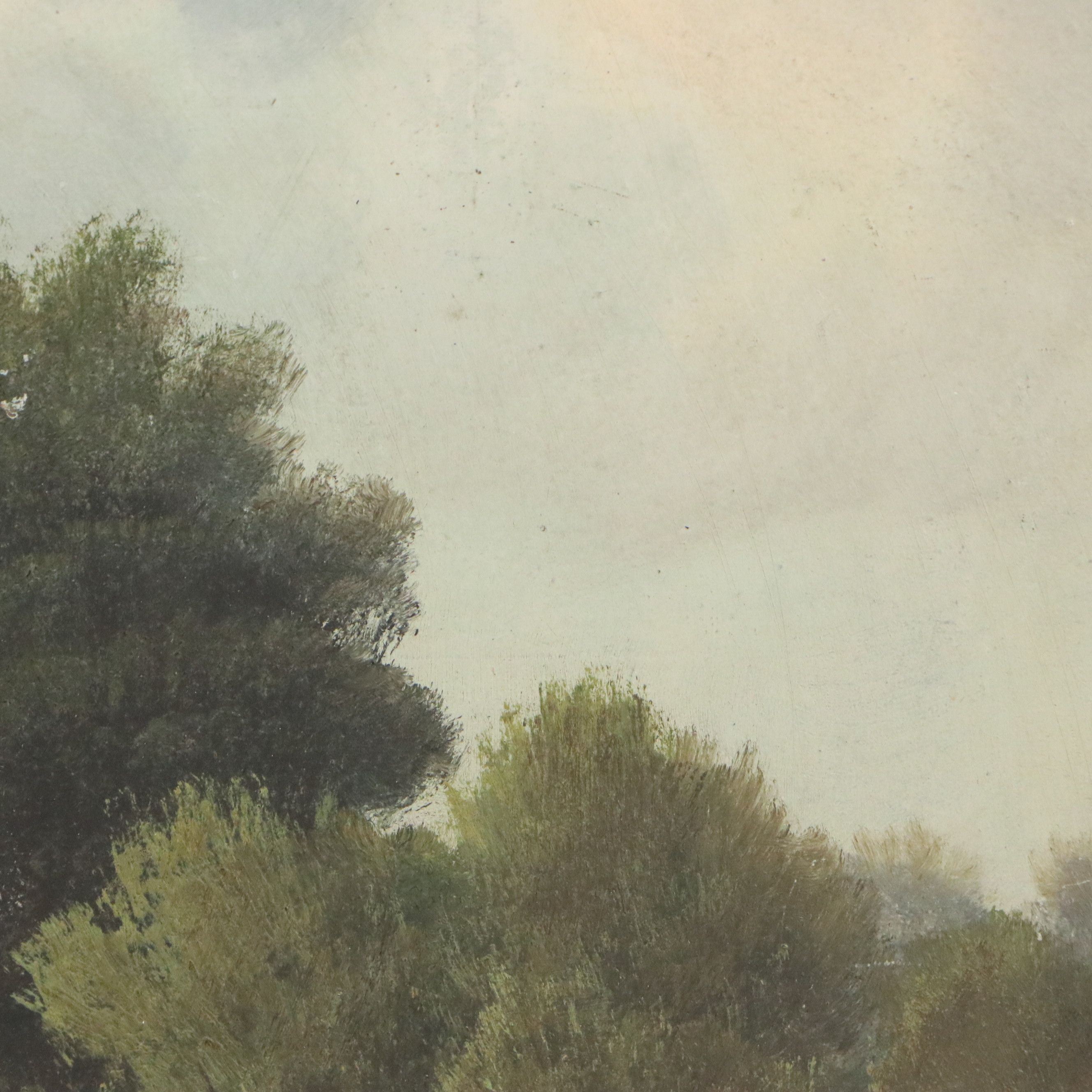 R. O. Smith Landscape Oil Painting of Mill by Stream, Early 20th Century
