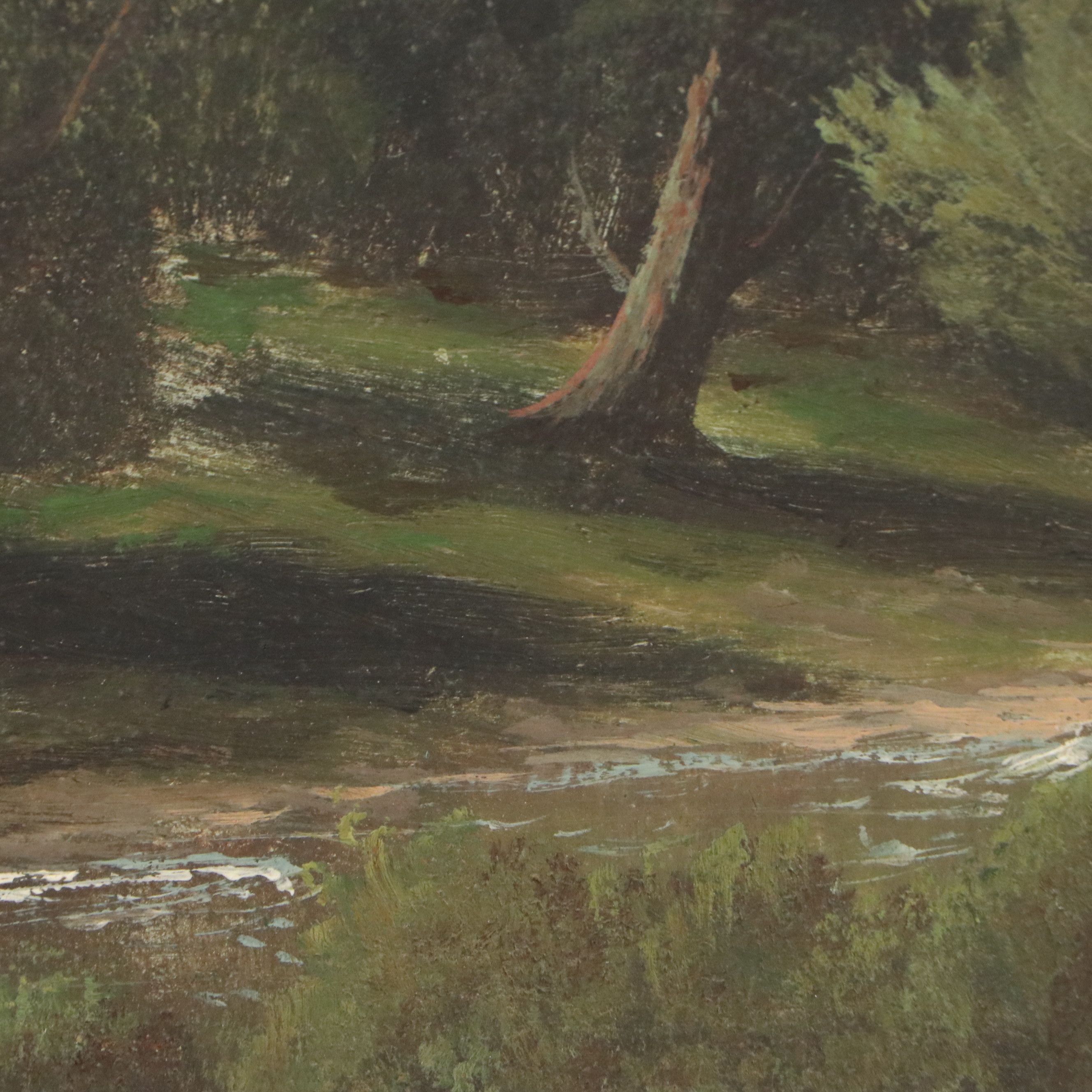 R. O. Smith Landscape Oil Painting of Mill by Stream, Early 20th Century