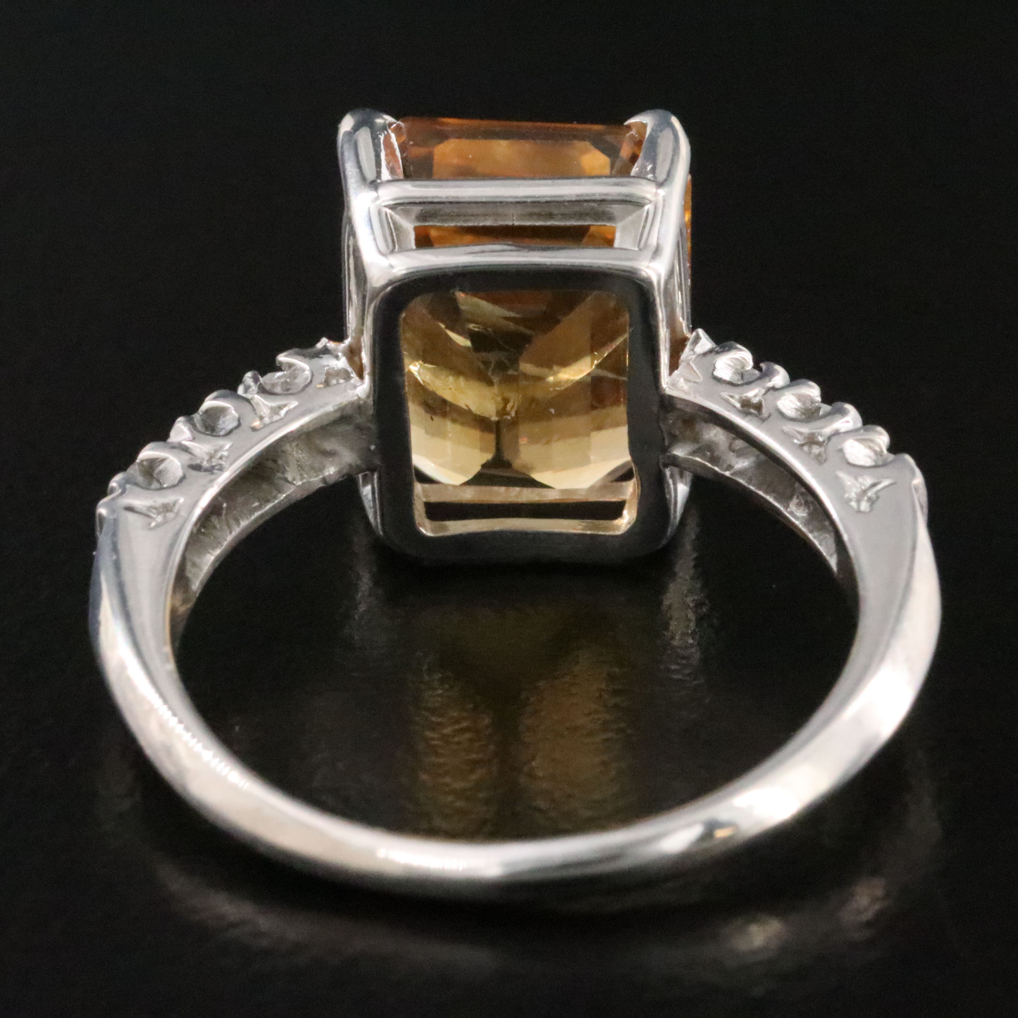 Platinum Citrine and Diamond Ring
