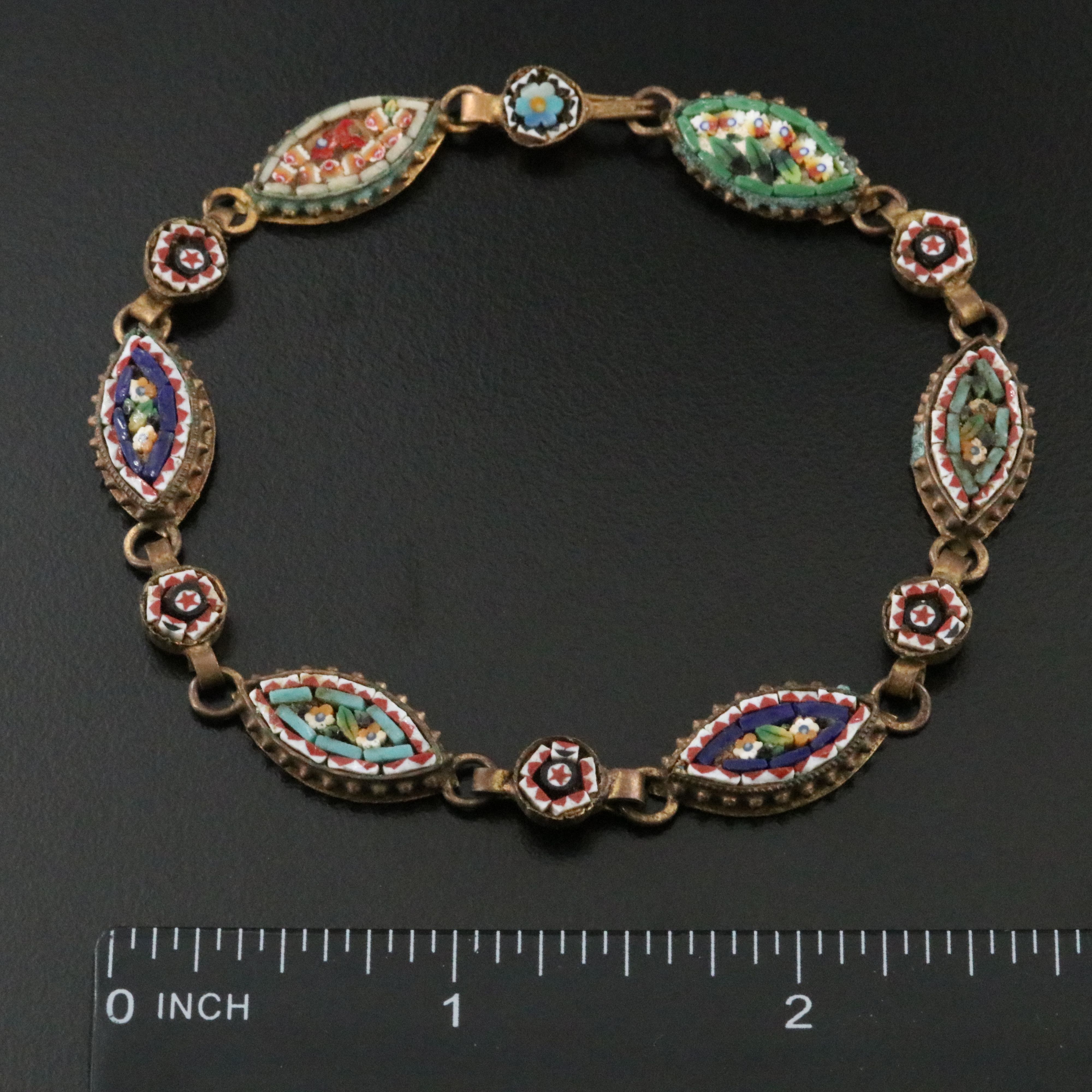 Antique Micromosaic Navette Link Bracelet