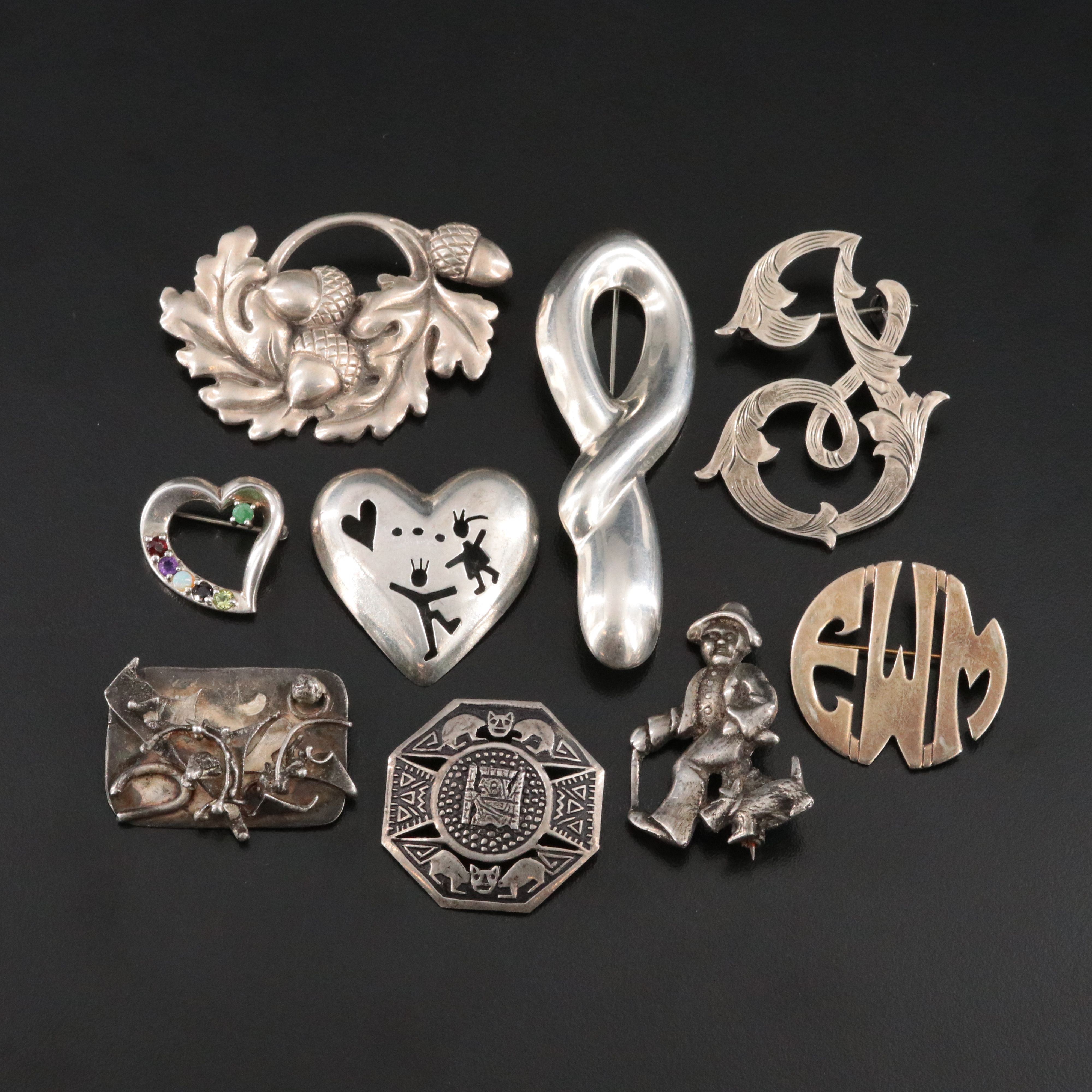Vintage Sterling Brooch Collection Featuring Leonore Doskow