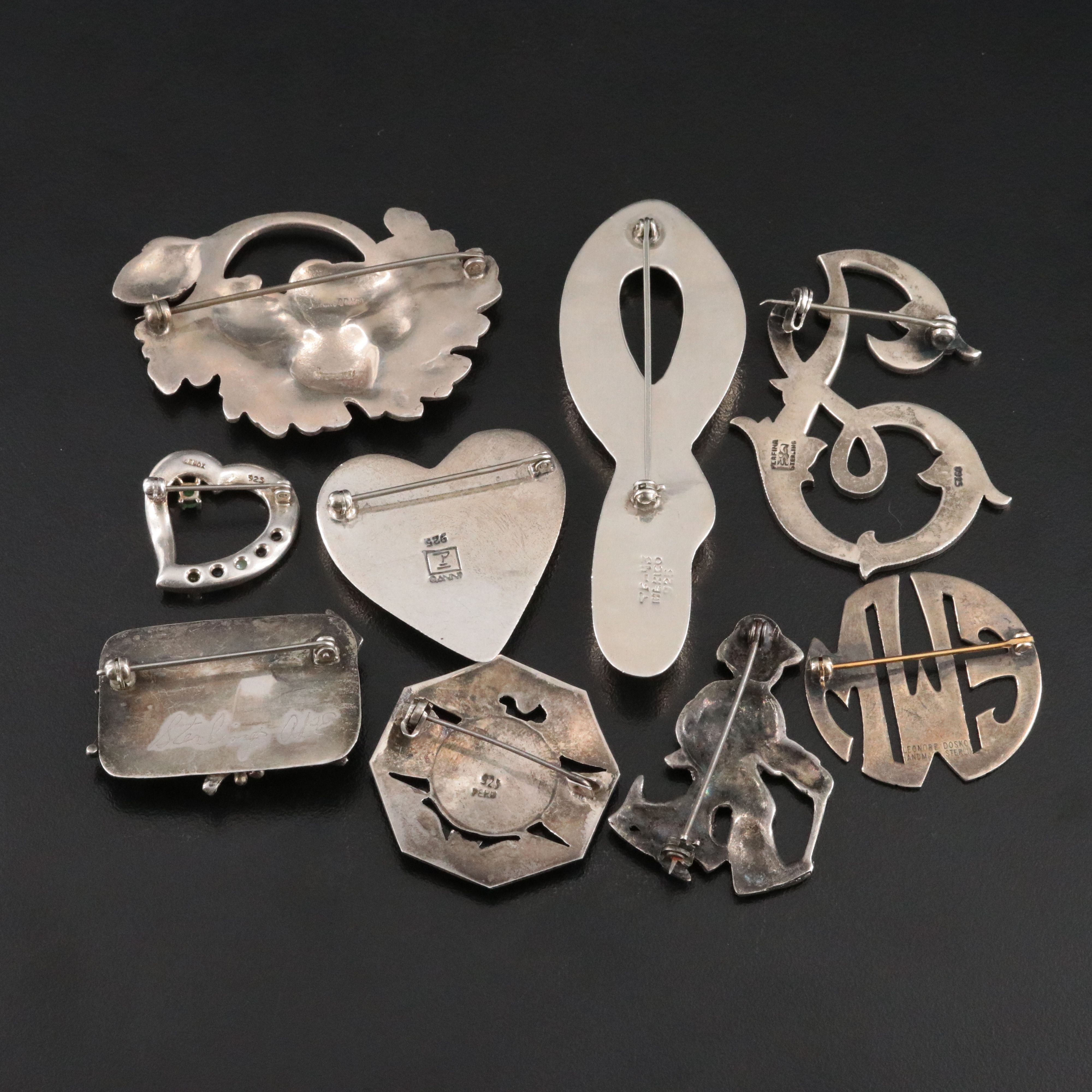 Vintage Sterling Brooch Collection Featuring Leonore Doskow