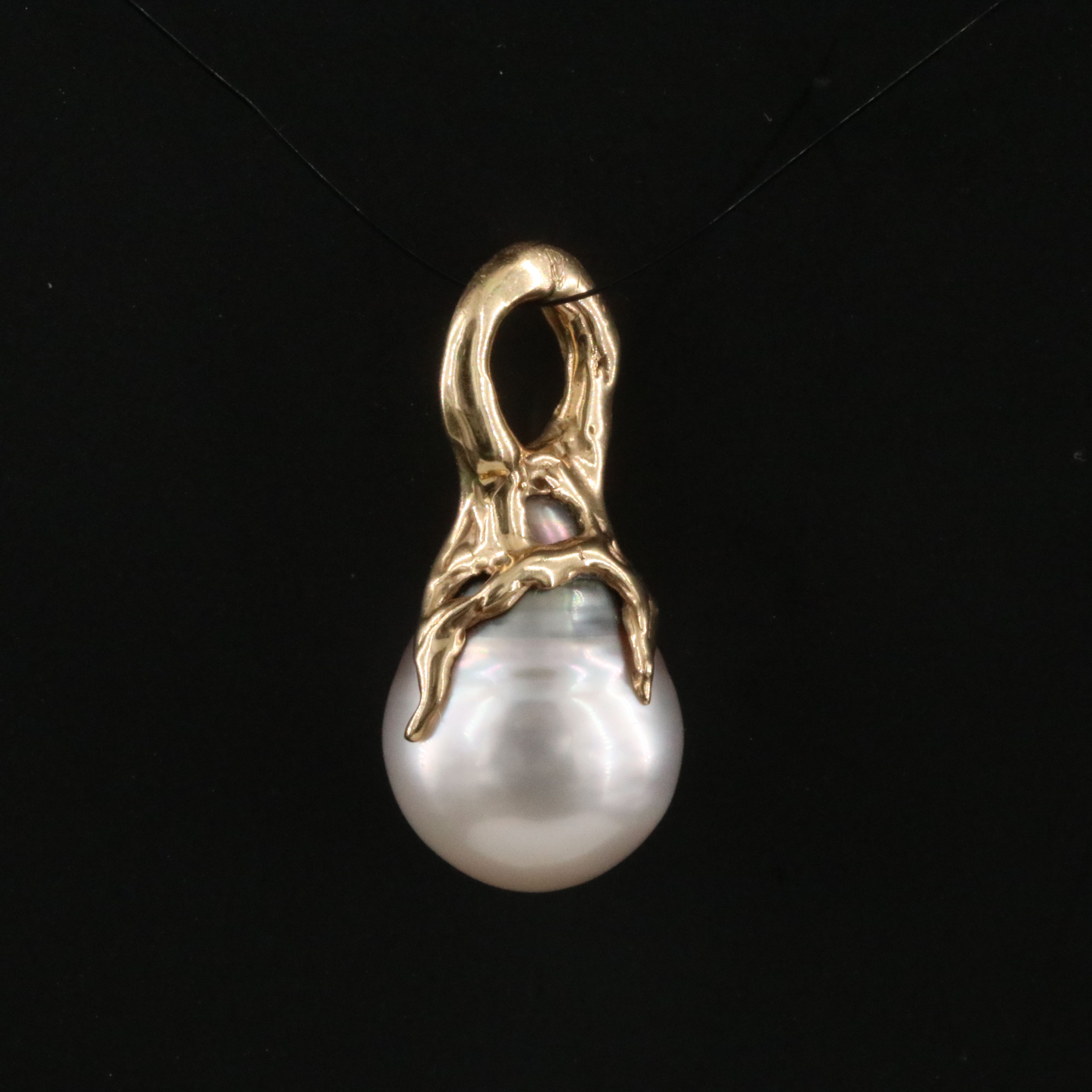 14K Pearl Organic Style Pendant