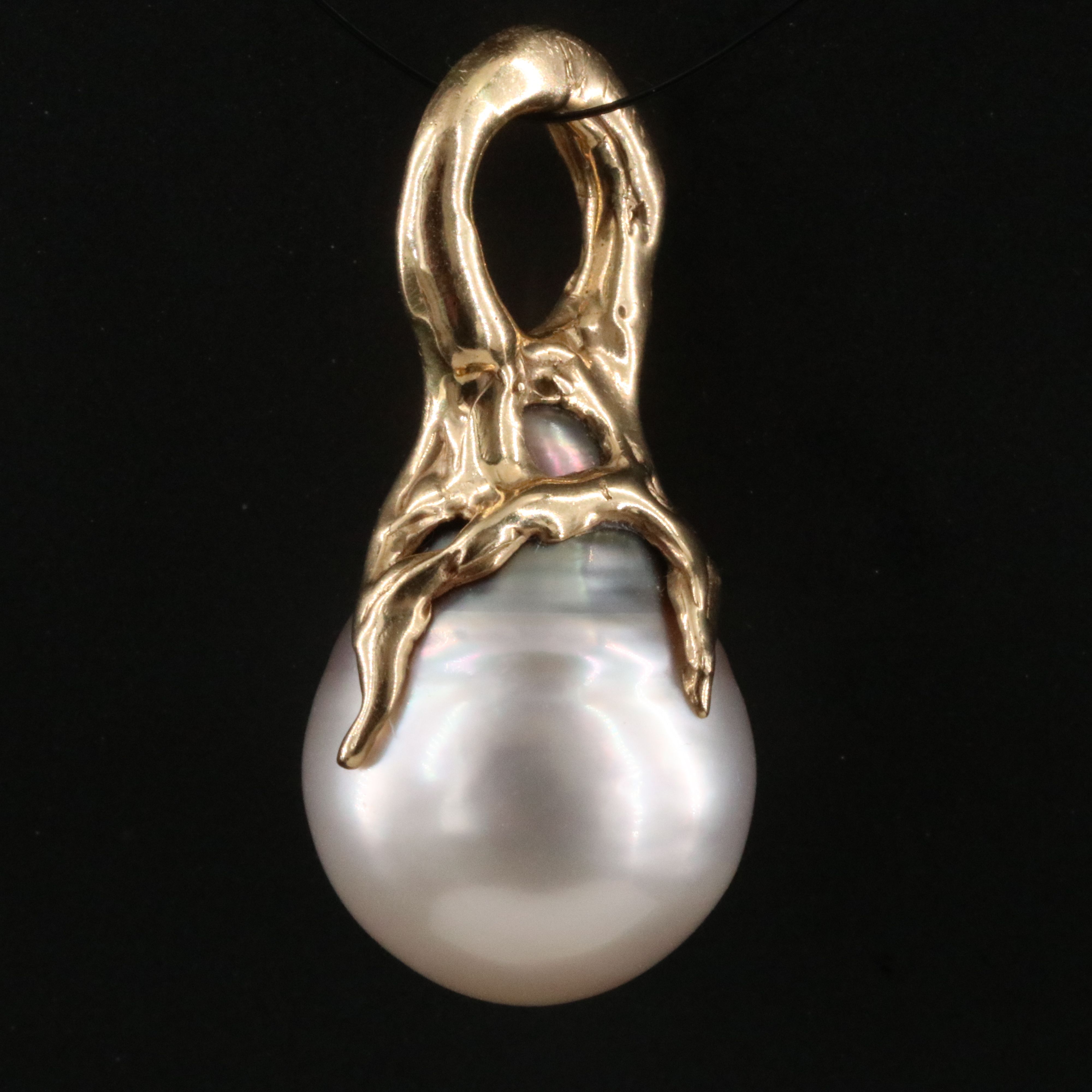 14K Pearl Organic Style Pendant