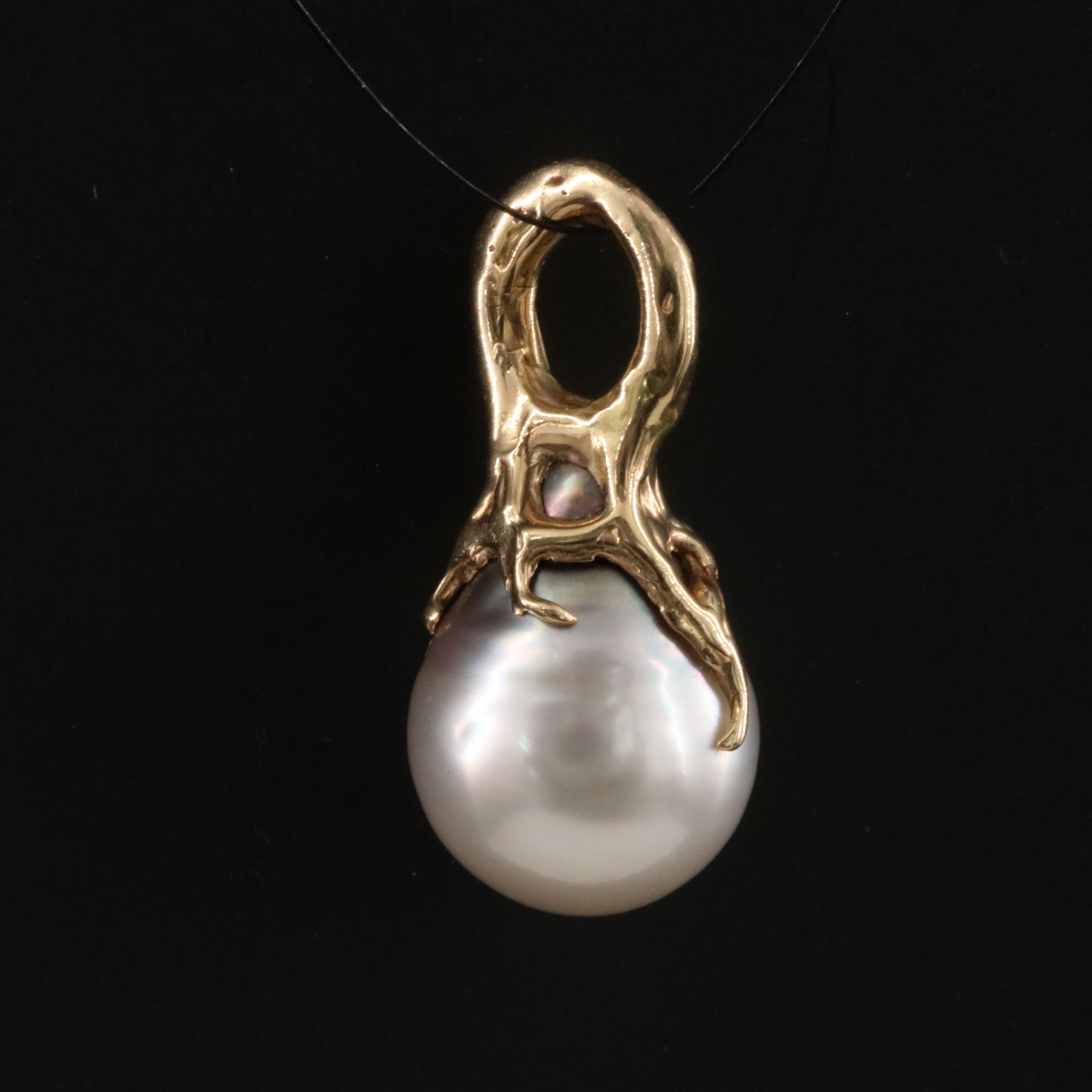 14K Pearl Organic Style Pendant