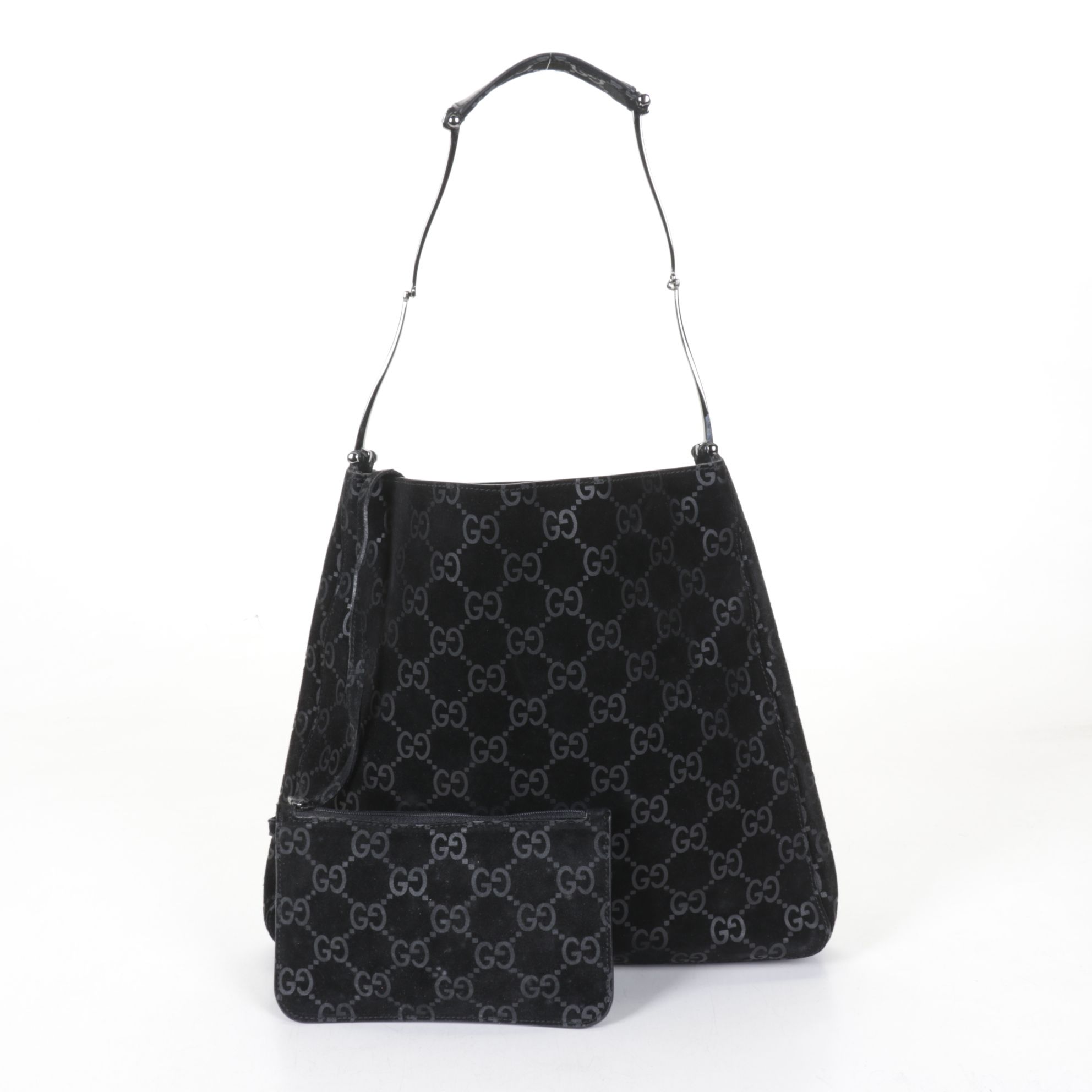 Gucci Shoulder Bag in Black Guccissima Suede