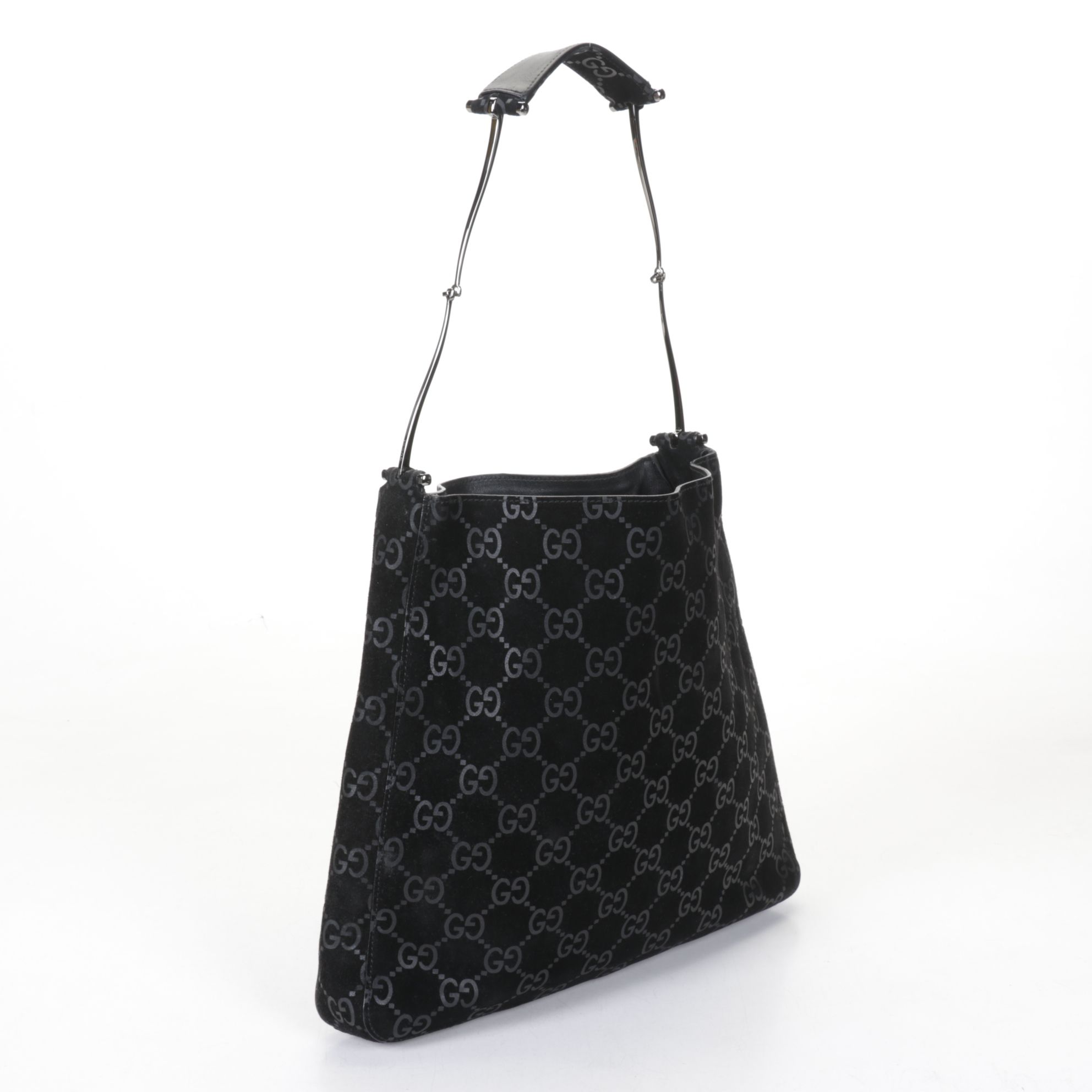Gucci Shoulder Bag in Black Guccissima Suede