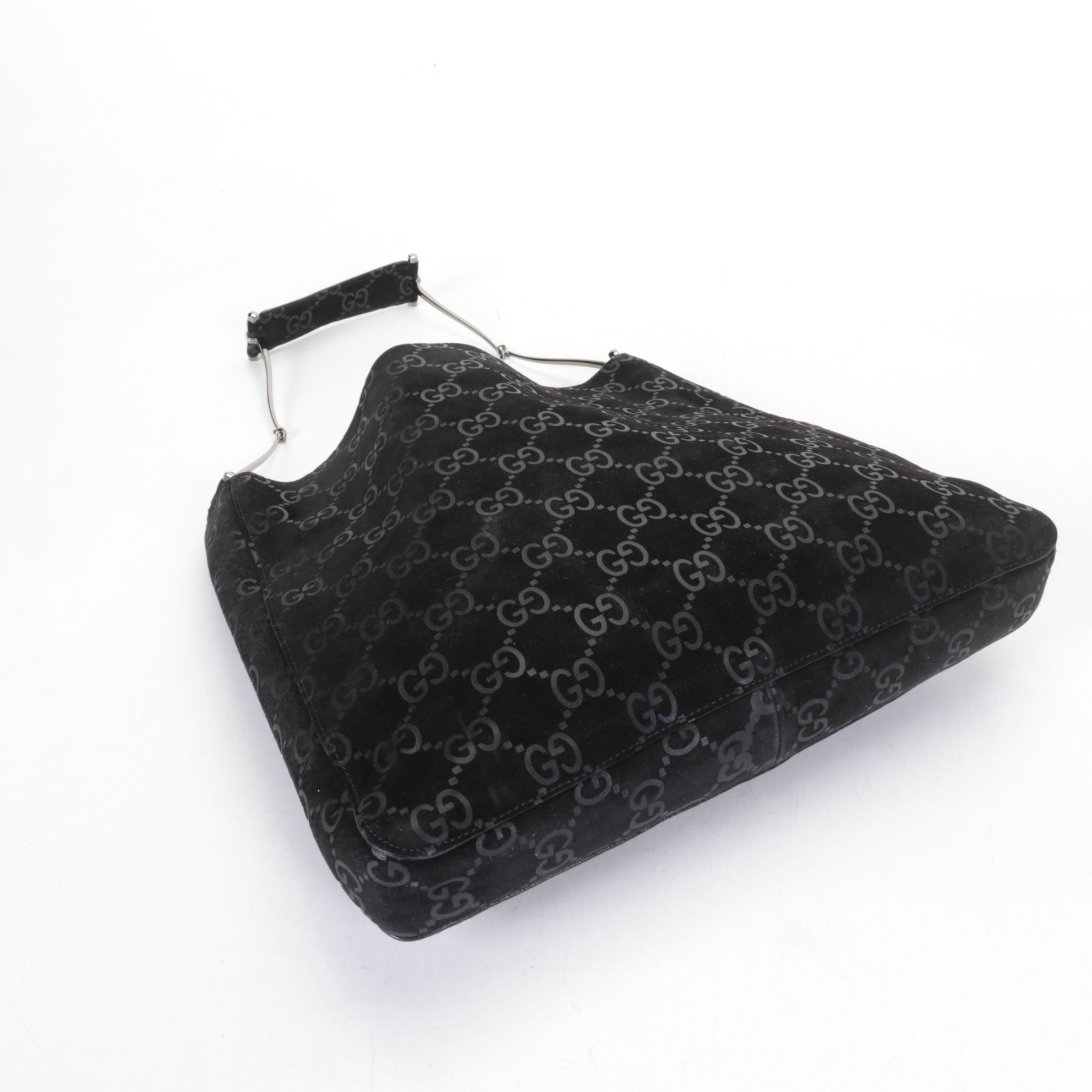 Gucci Shoulder Bag in Black Guccissima Suede
